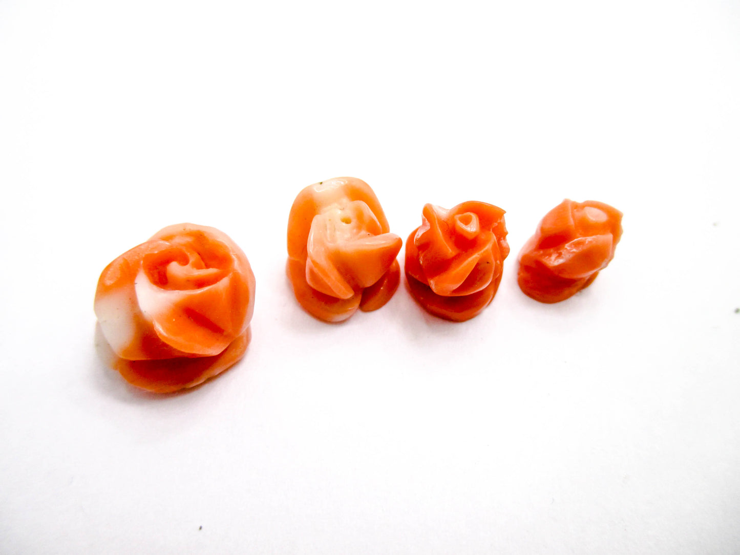 Coral Rose Buds Center Drilled Beads