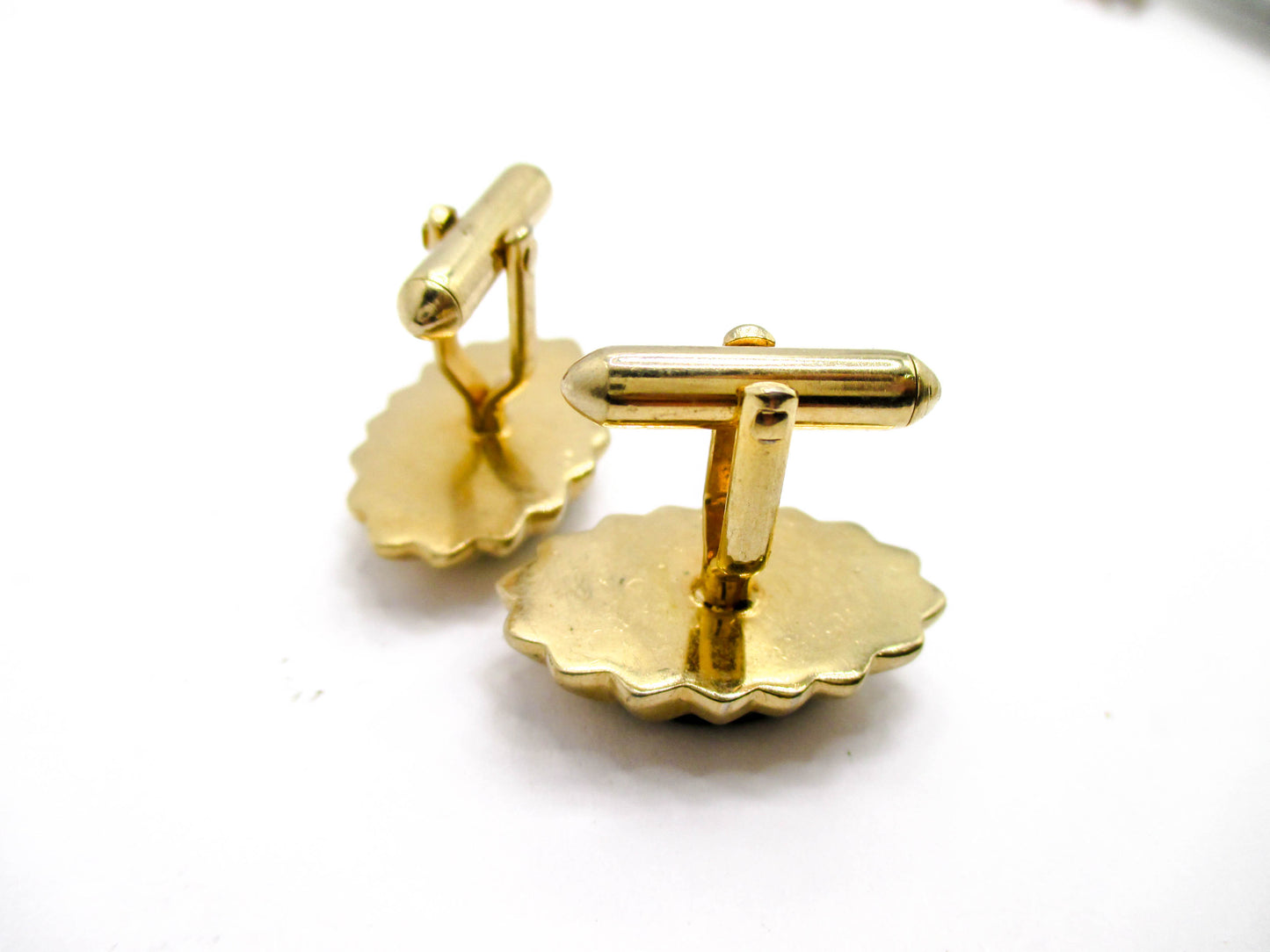 Nephrite Jade Cufflinks Gold Tone Vintage