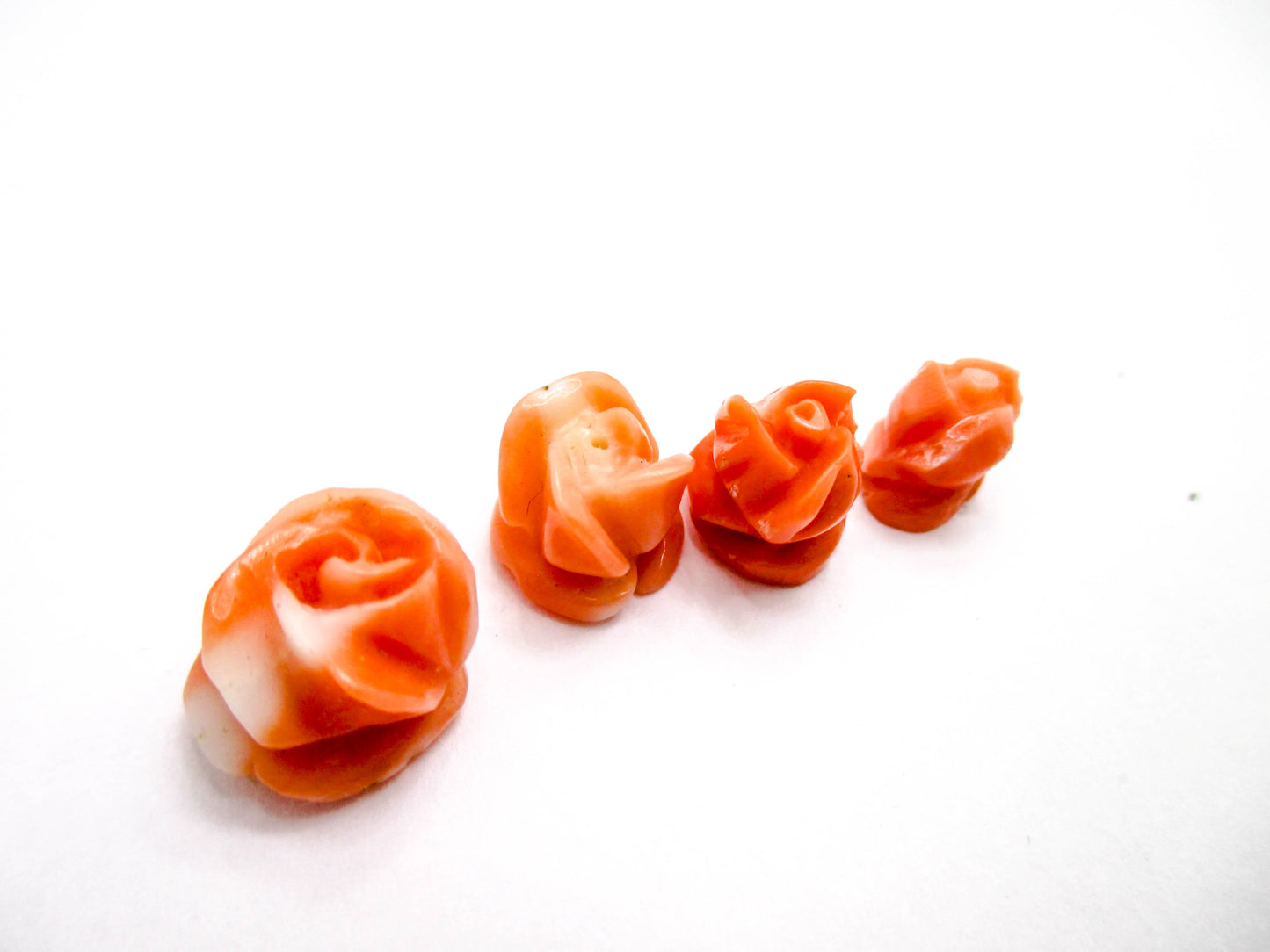 Coral Rose Buds Center Drilled Beads