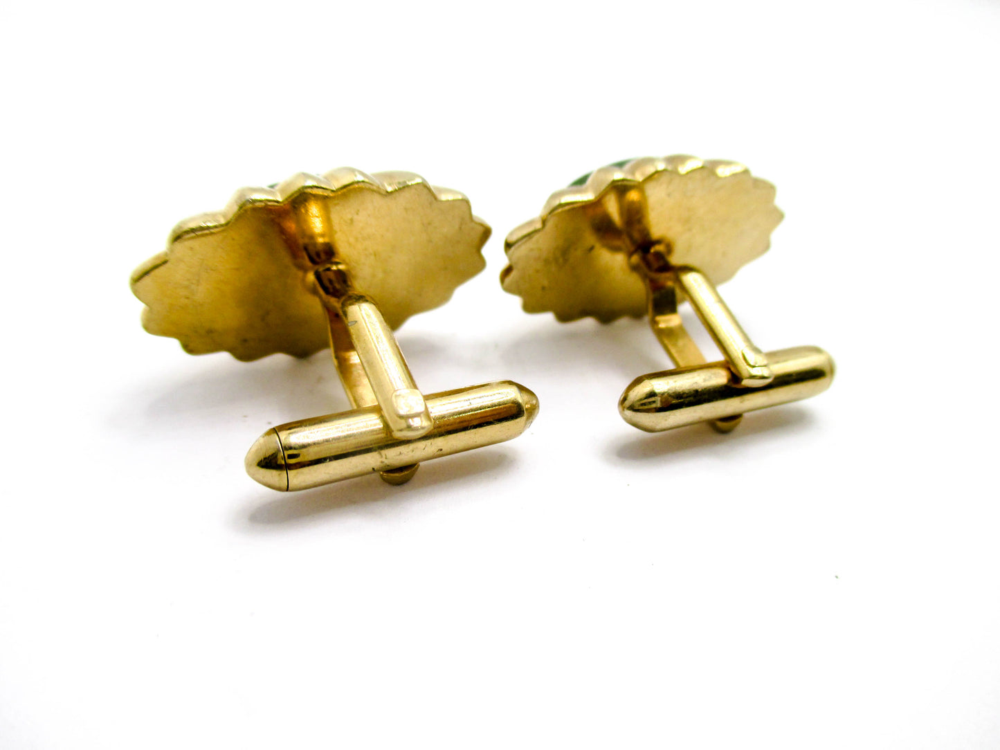 Nephrite Jade Cufflinks Gold Tone Vintage
