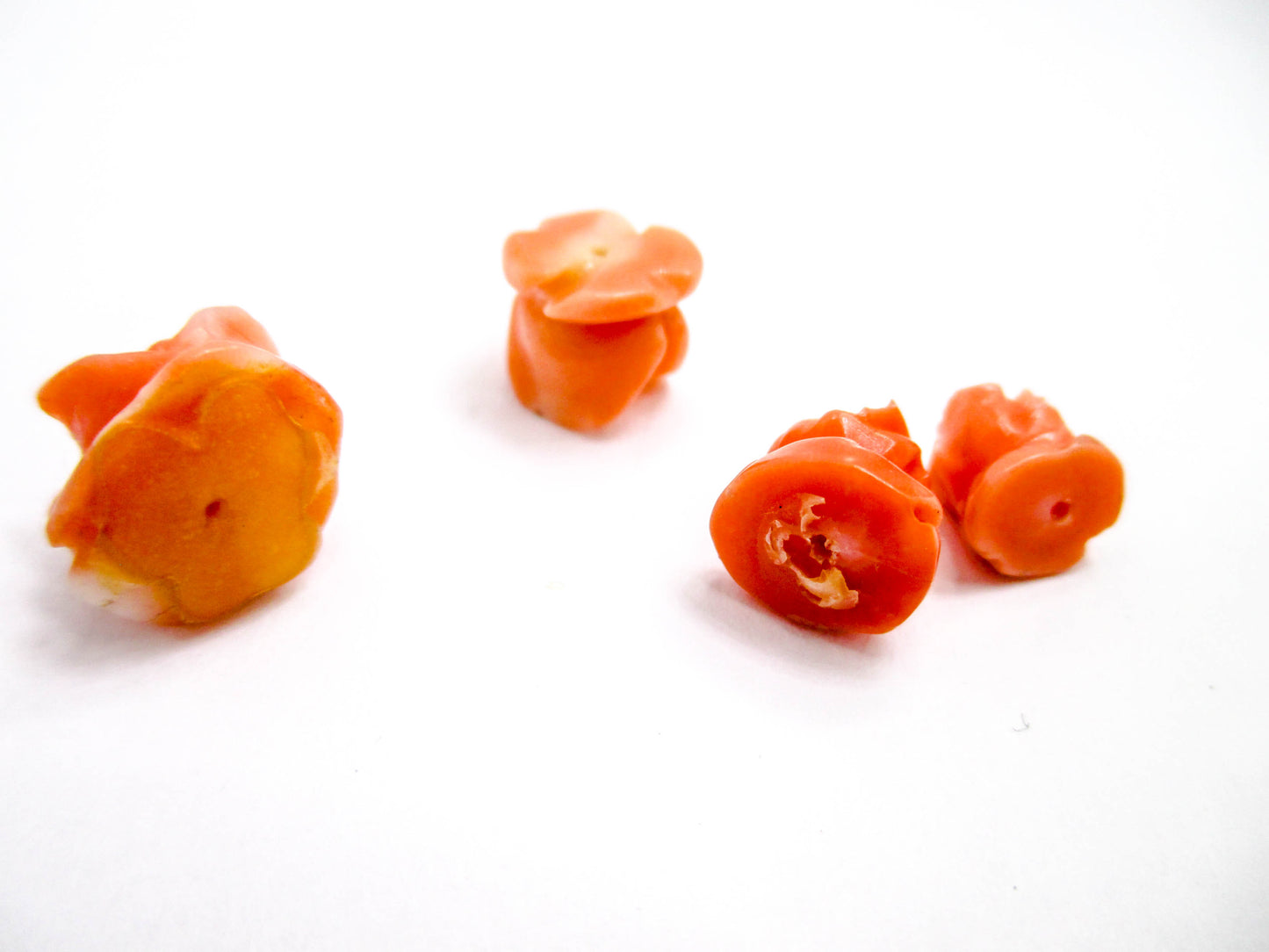Coral Rose Buds Center Drilled Beads