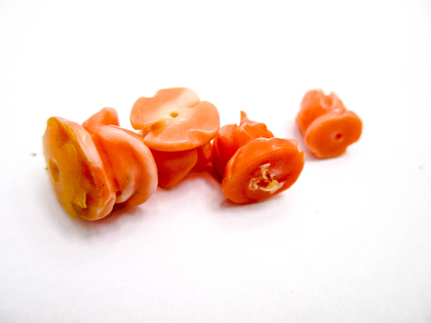 Coral Rose Buds Center Drilled Beads