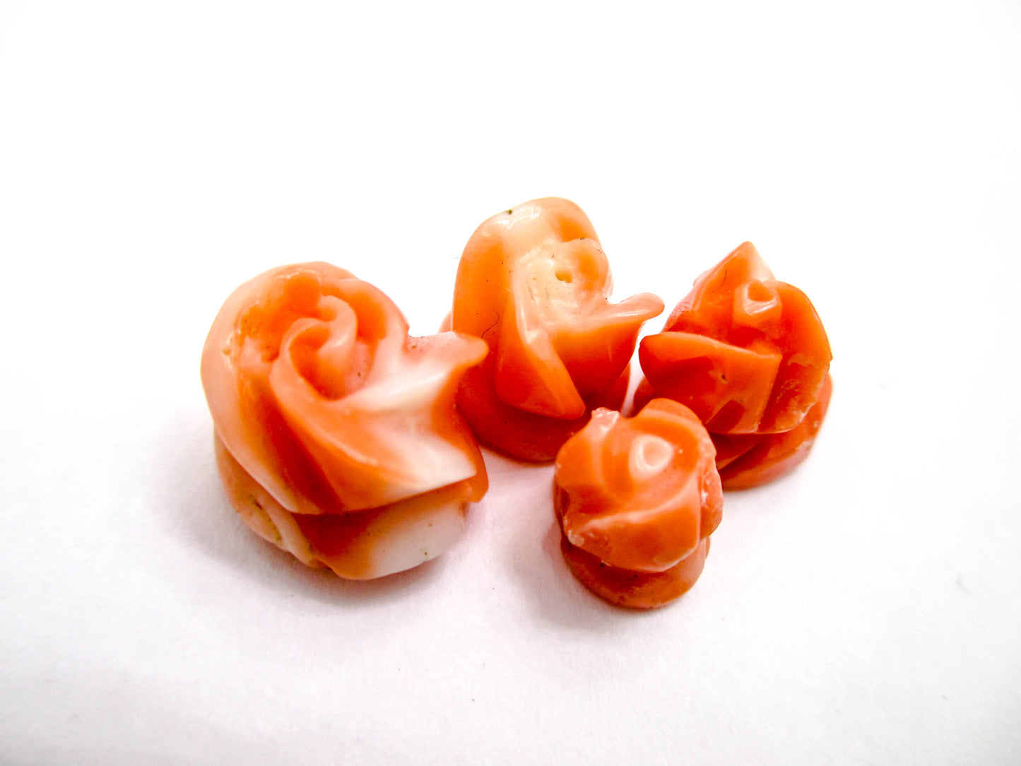 Coral Rose Buds Center Drilled Beads