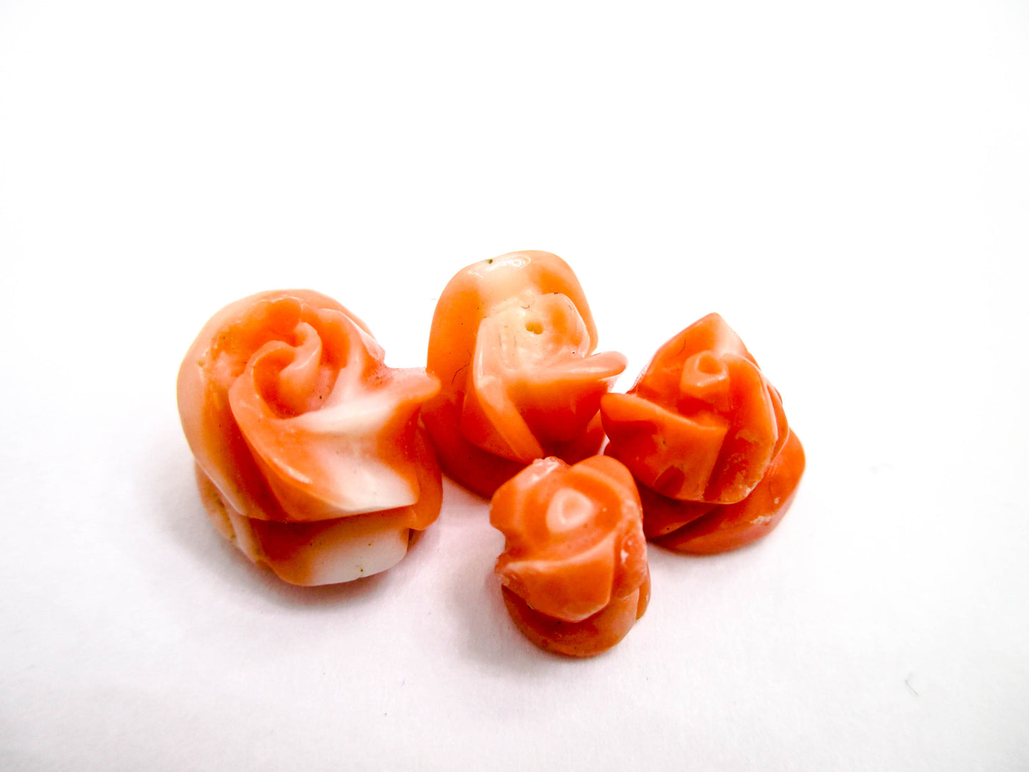 Coral Rose Buds Center Drilled Beads