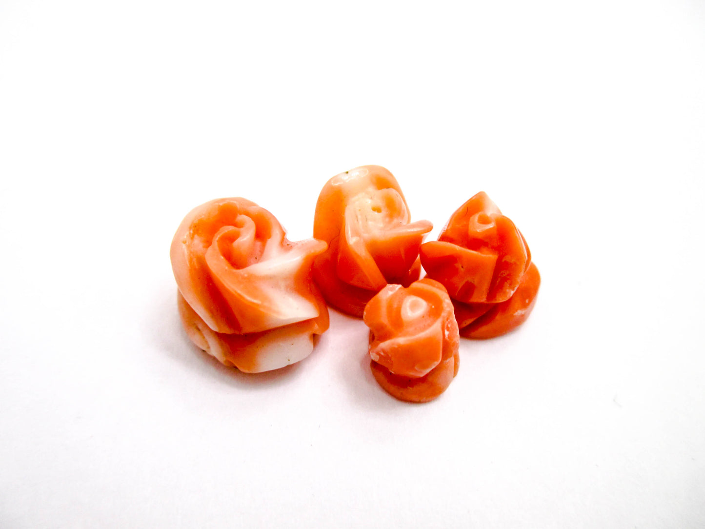 Coral Rose Buds Center Drilled Beads