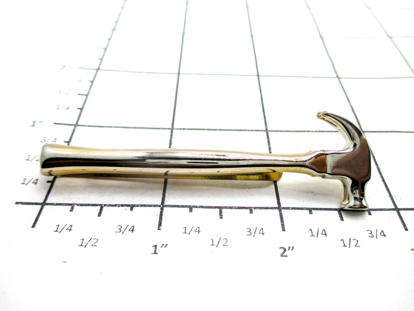 Vintage Carpenters Hammer Tie Clip - Gold and Silver Tone