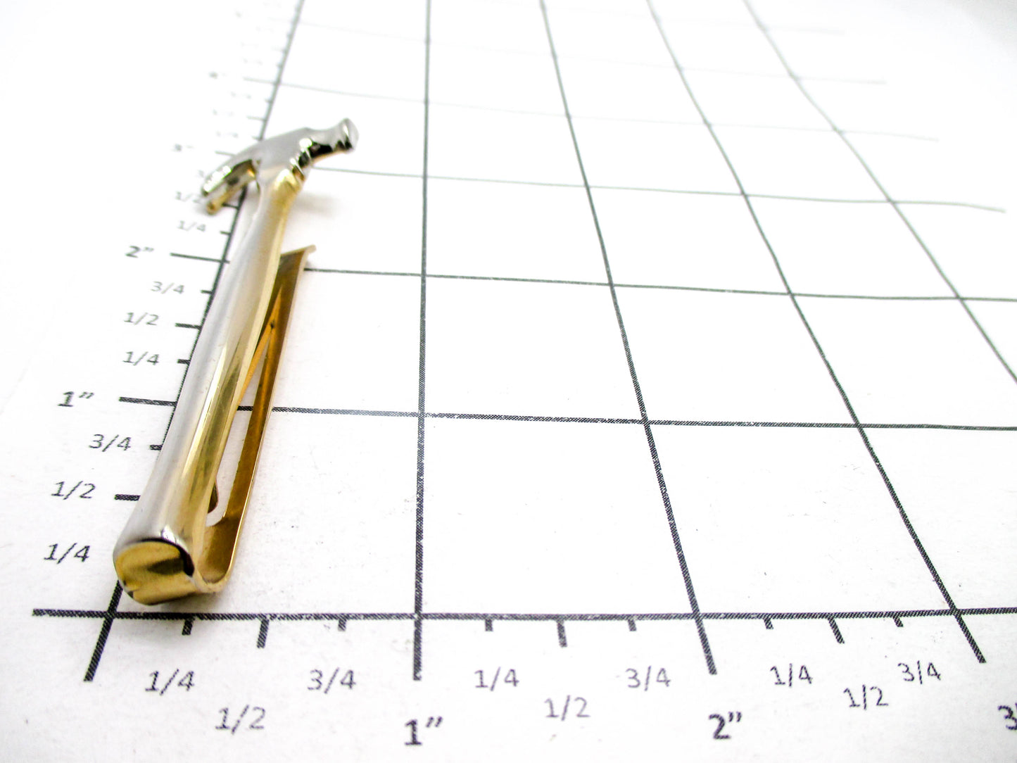 Vintage Carpenters Hammer Tie Clip - Gold and Silver Tone