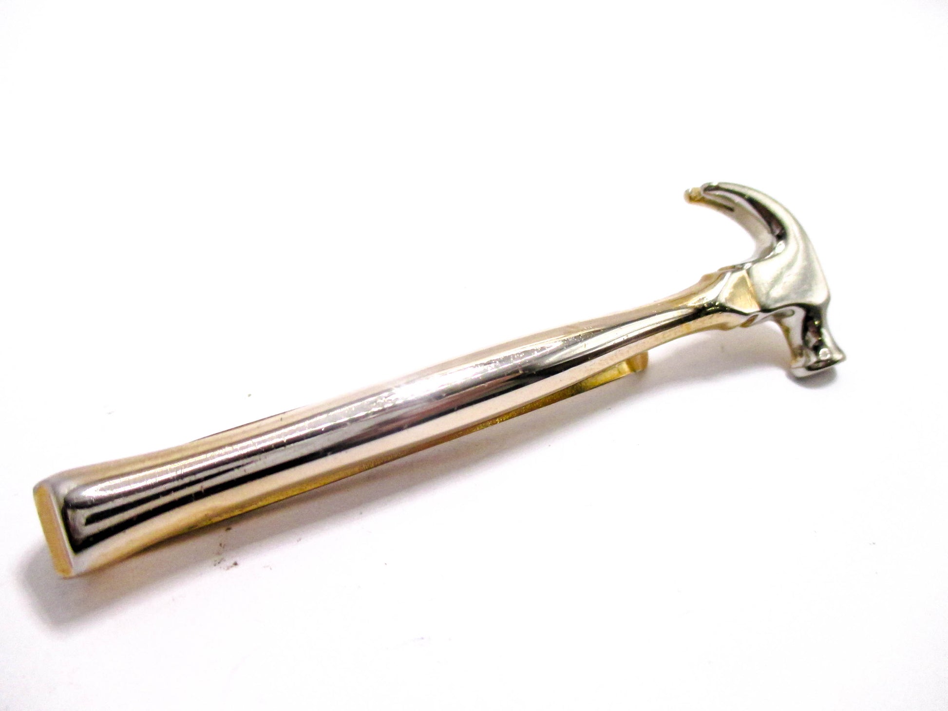 Vintage Carpenters Hammer Tie Clip - Gold and Silver Tone