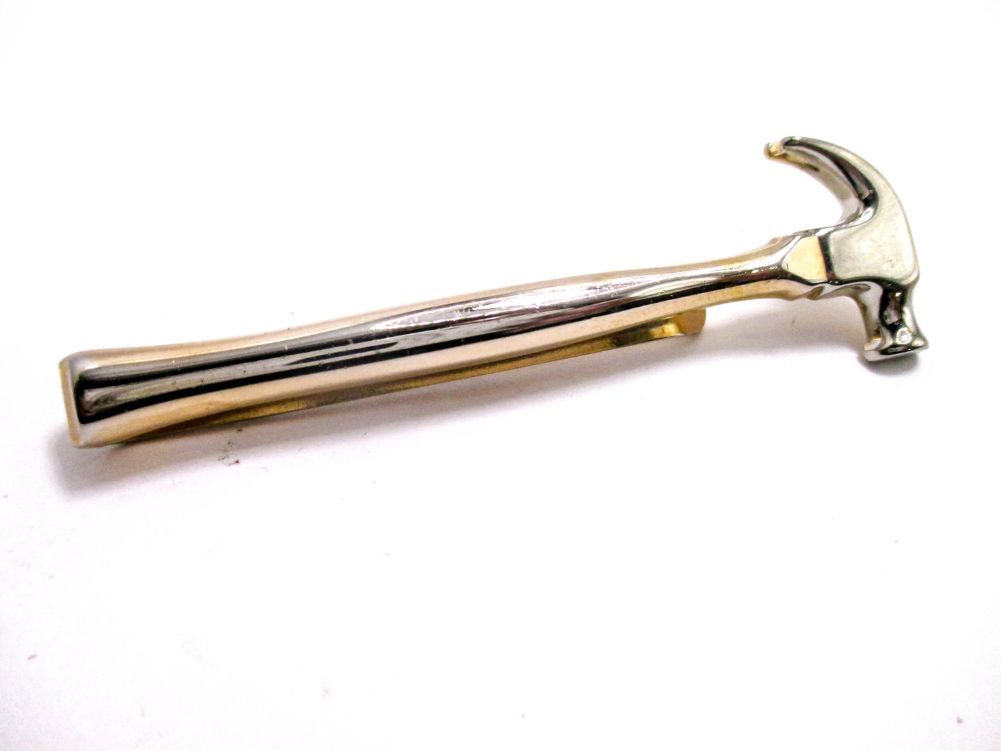Vintage Carpenters Hammer Tie Clip - Gold and Silver Tone