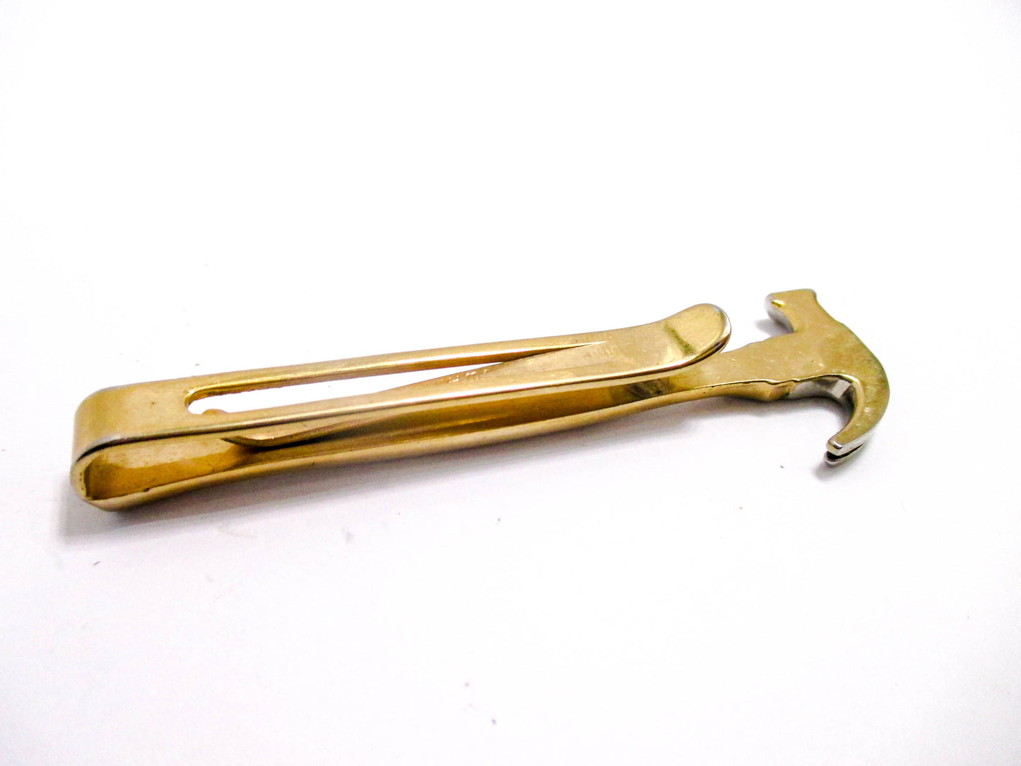Vintage Carpenters Hammer Tie Clip - Gold and Silver Tone