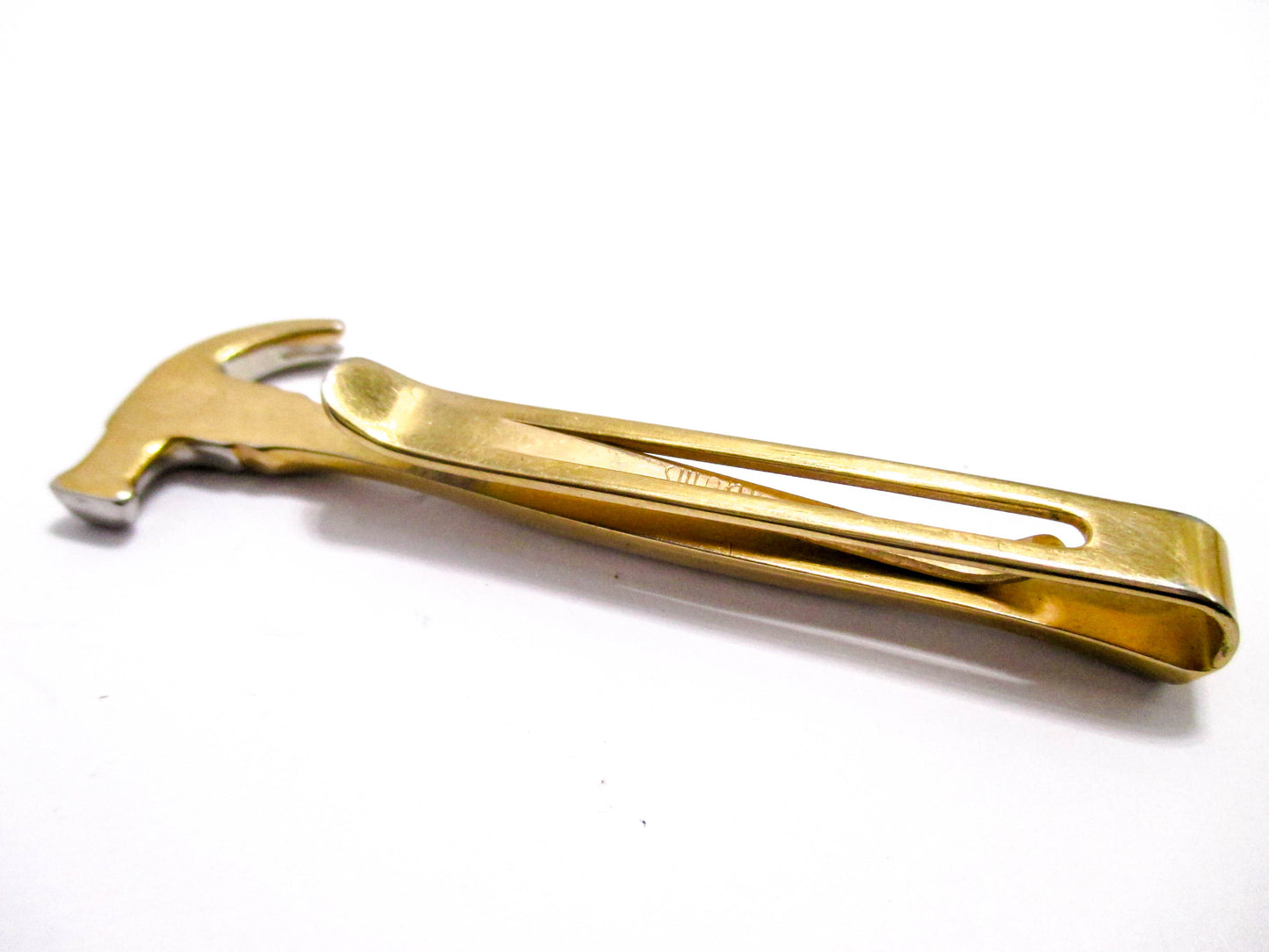 Vintage Carpenters Hammer Tie Clip - Gold and Silver Tone