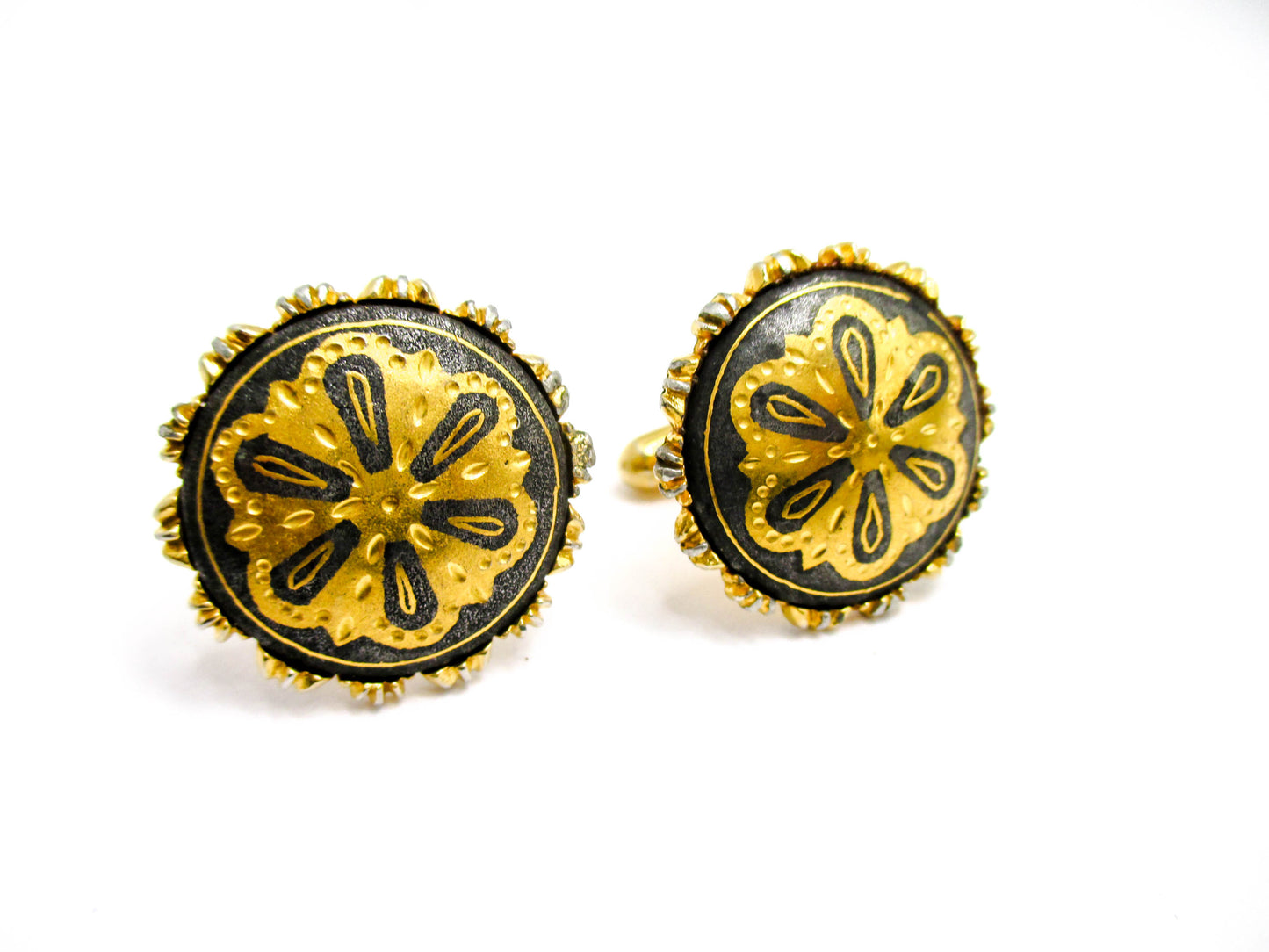 Vintage Gold and Black Damascene Cufflinks