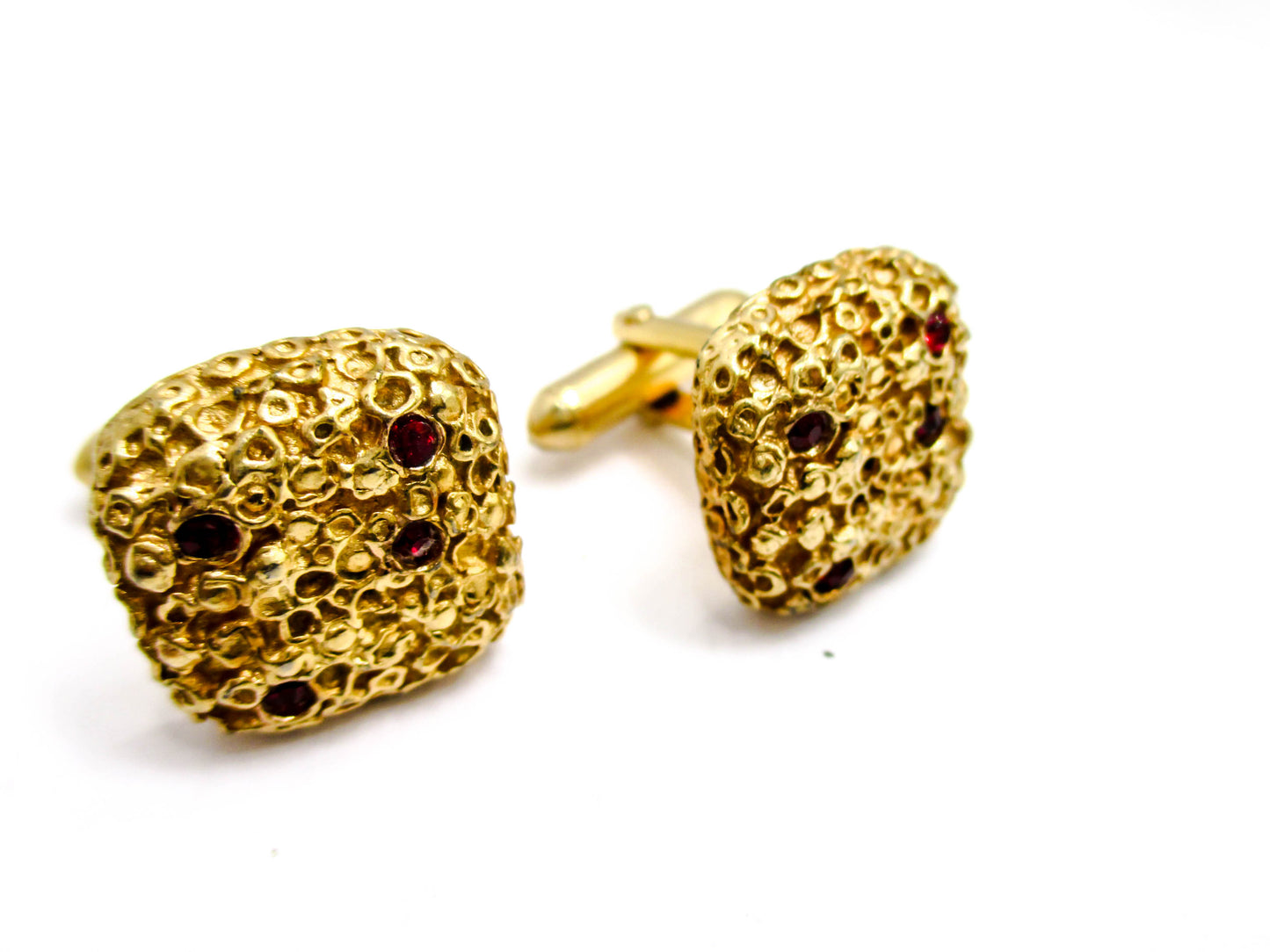 Mid Century Elegance - Gold Tone Nugget Cufflinks