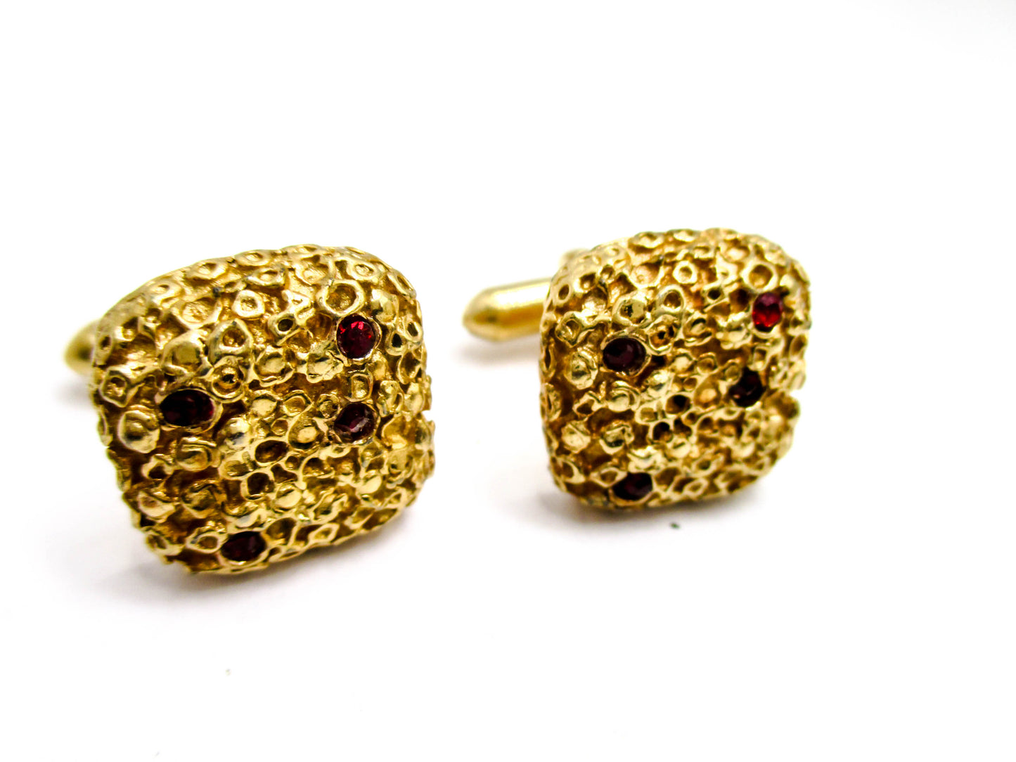 Mid Century Elegance - Gold Tone Nugget Cufflinks