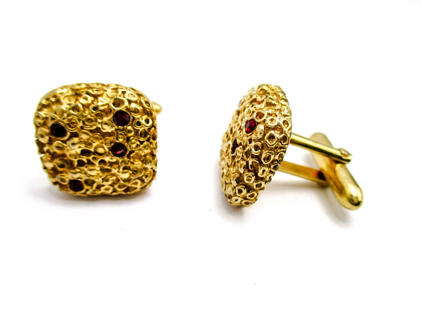 Mid Century Elegance - Gold Tone Nugget Cufflinks