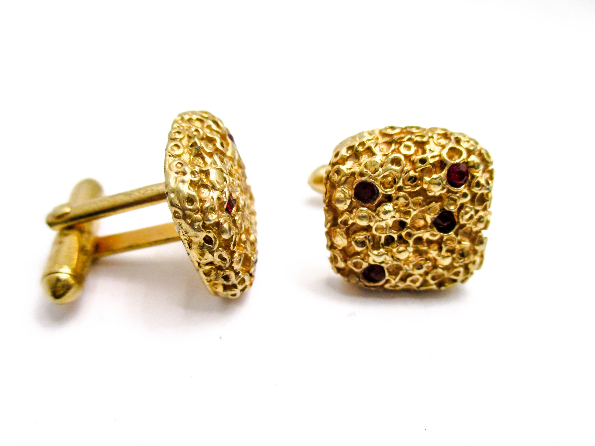 Mid Century Elegance - Gold Tone Nugget Cufflinks