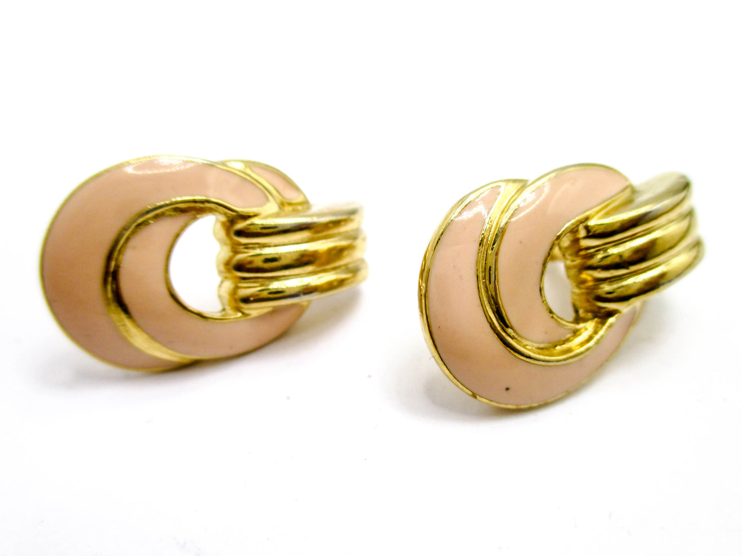 Trifari Pink Pierced Earrings - Late 20th Century Trifari TM Jewelry