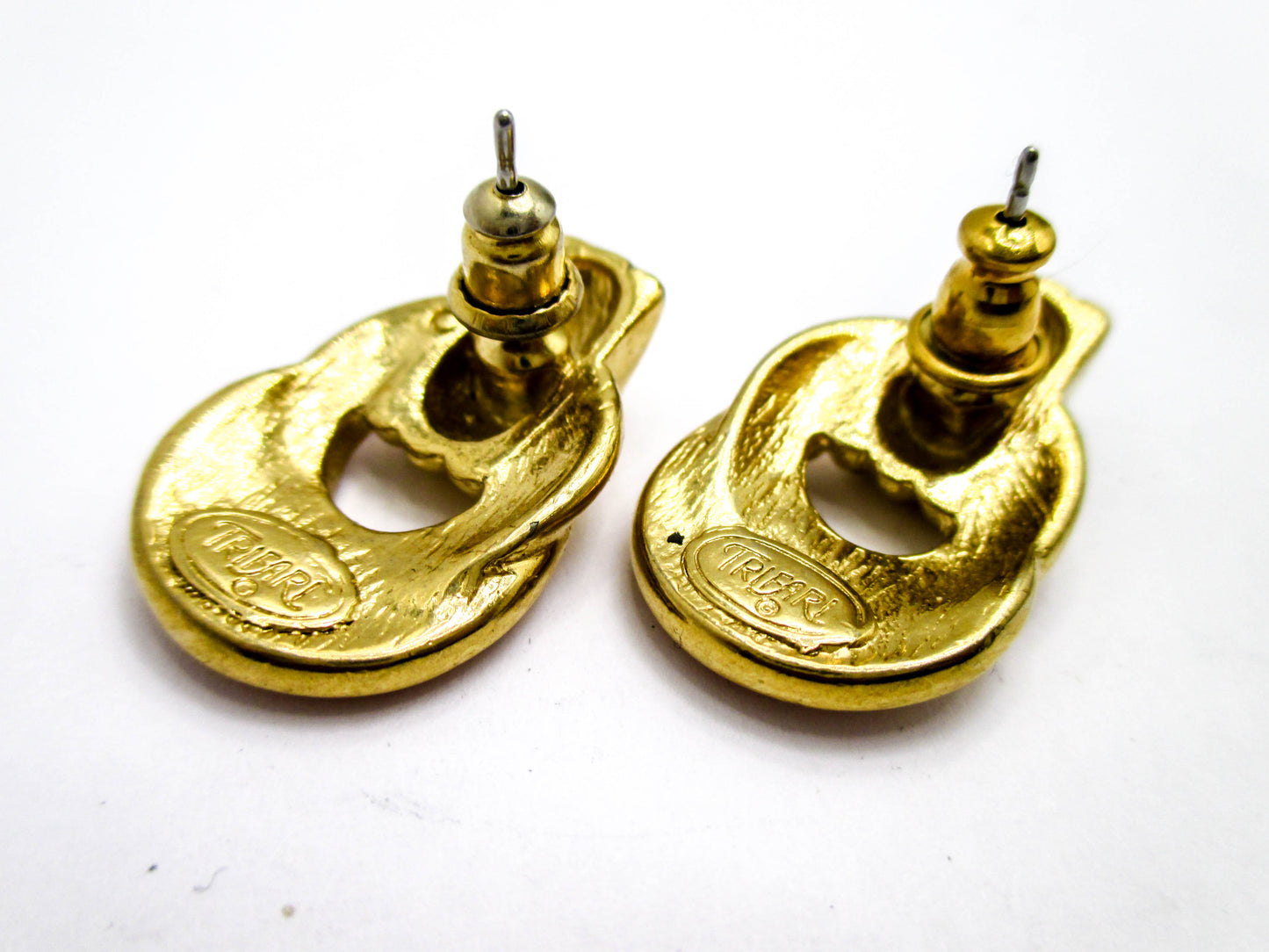 Trifari Pink Pierced Earrings - Late 20th Century Trifari TM Jewelry