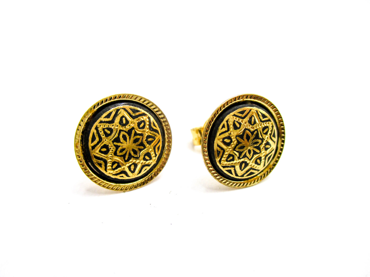 Vintage Dainty Pierced Damascene Earrings