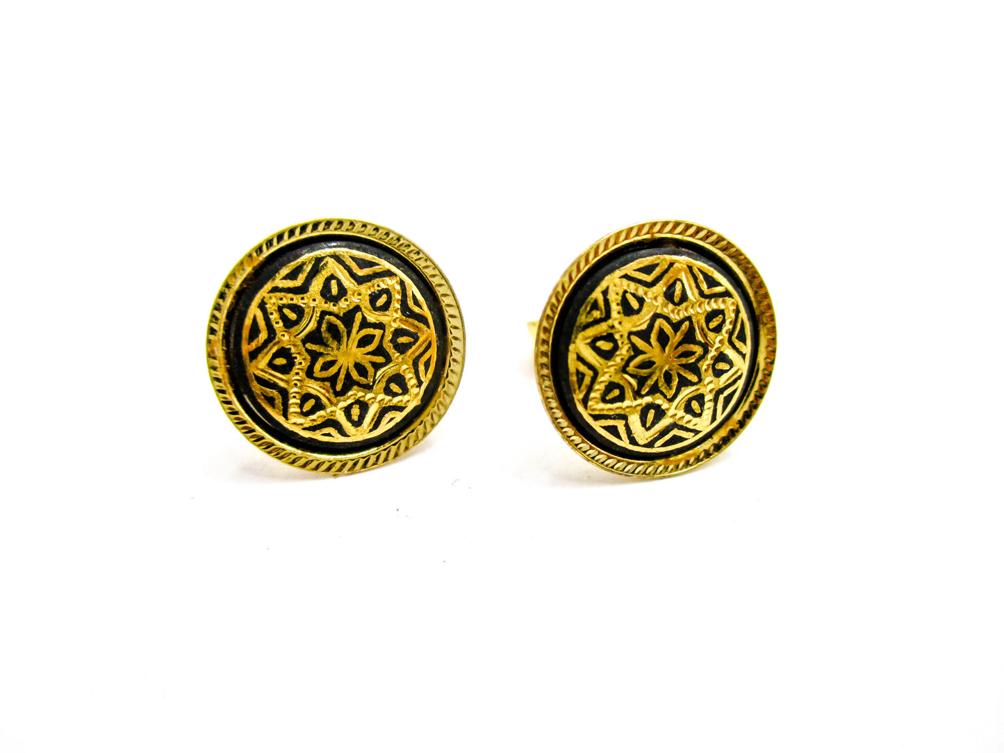 Vintage Dainty Pierced Damascene Earrings