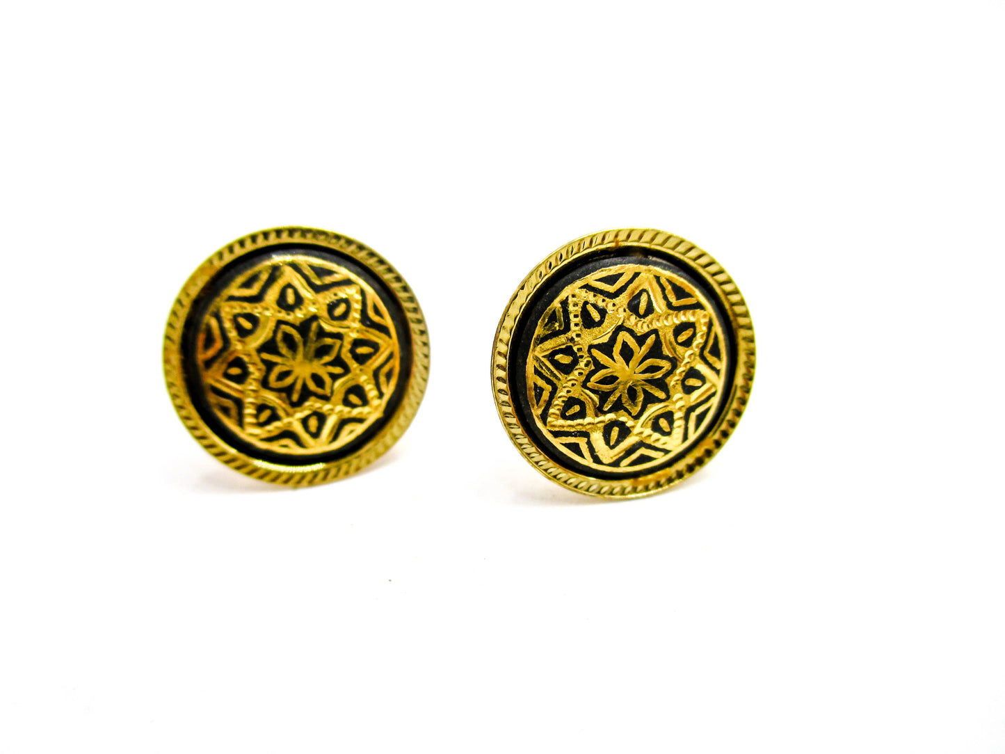 Vintage Dainty Pierced Damascene Earrings