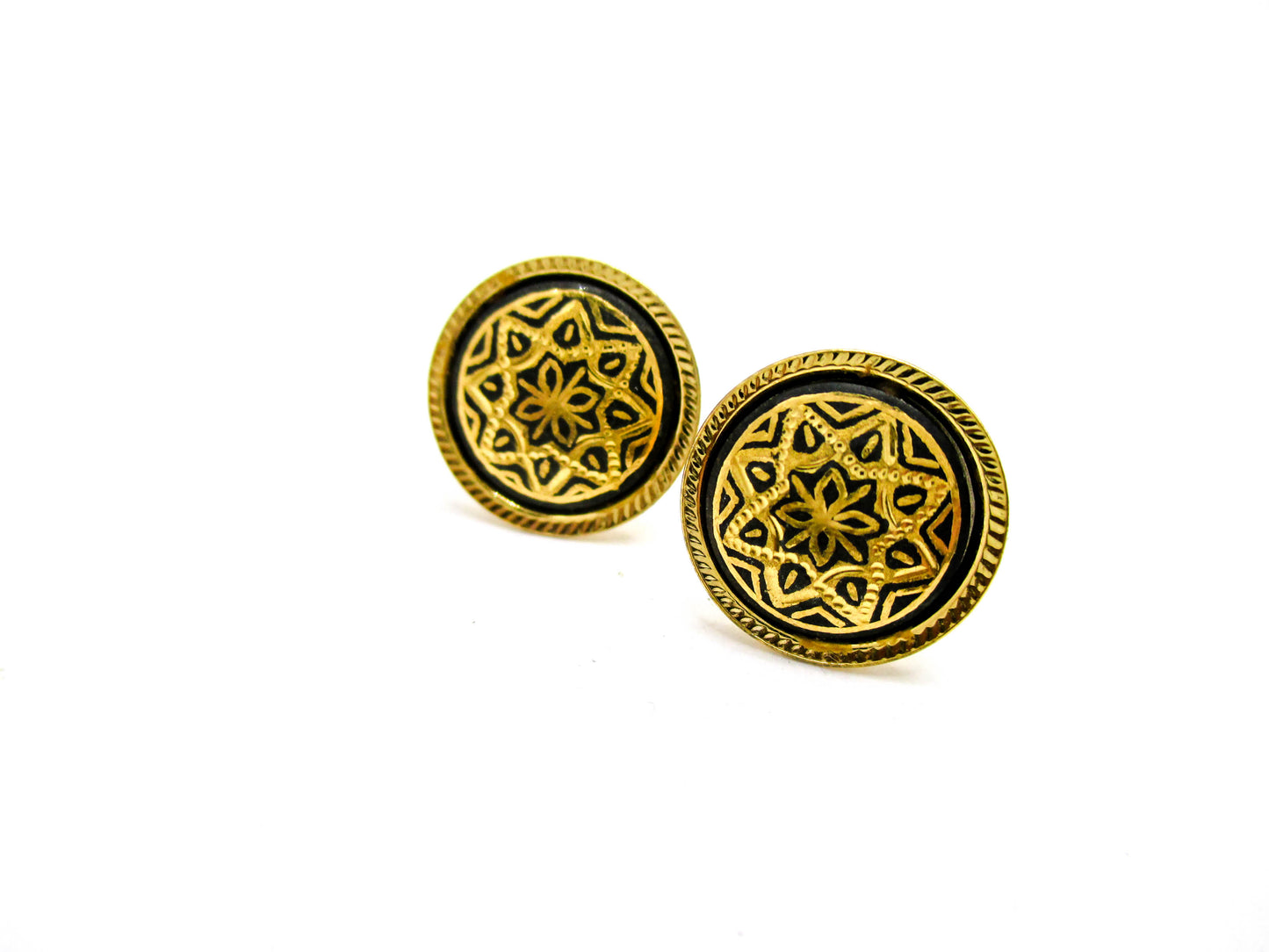 Vintage Dainty Pierced Damascene Earrings