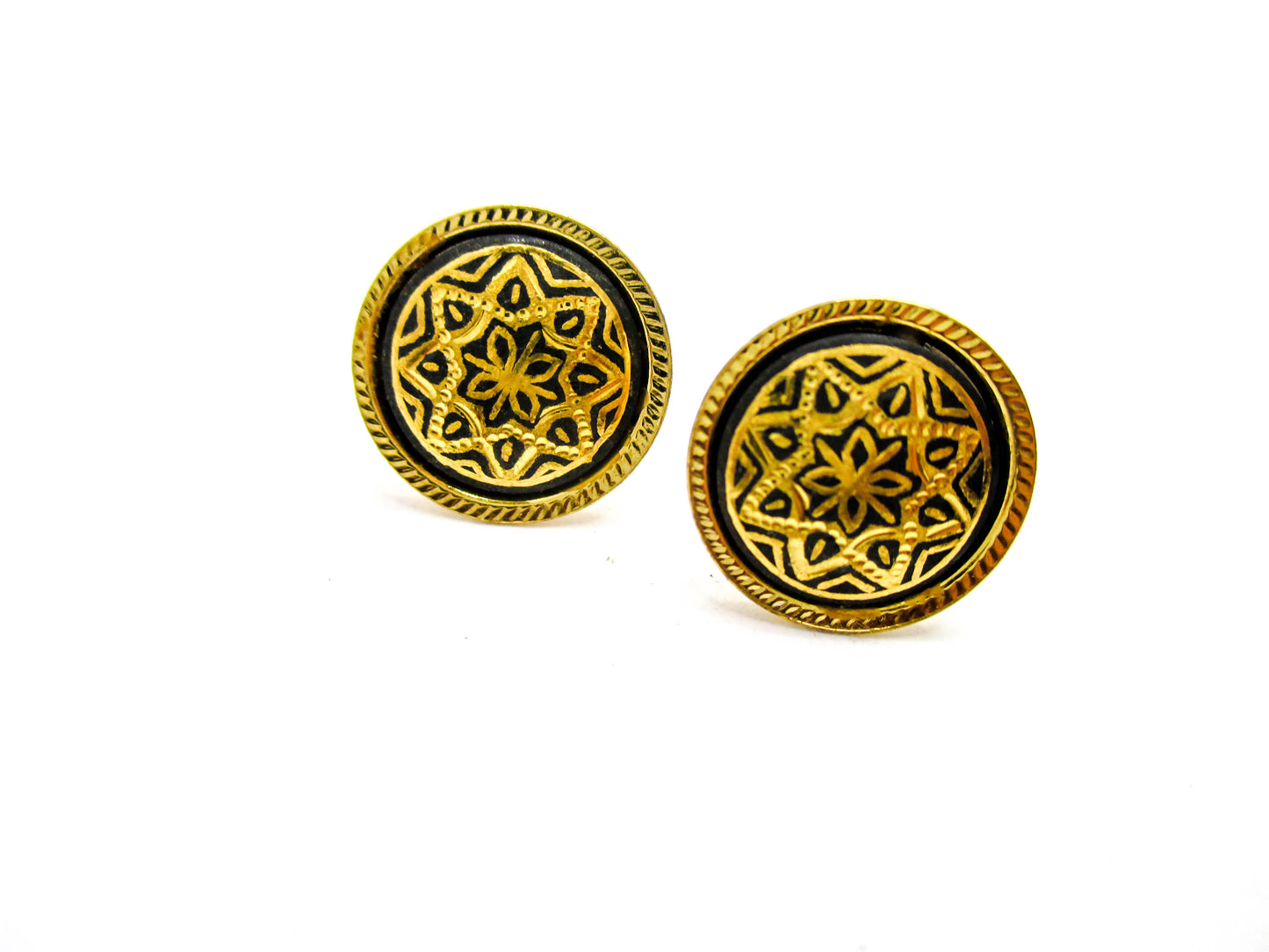 Vintage Dainty Pierced Damascene Earrings