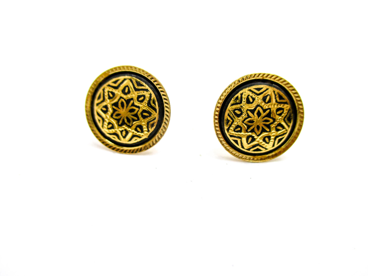 Vintage Dainty Pierced Damascene Earrings