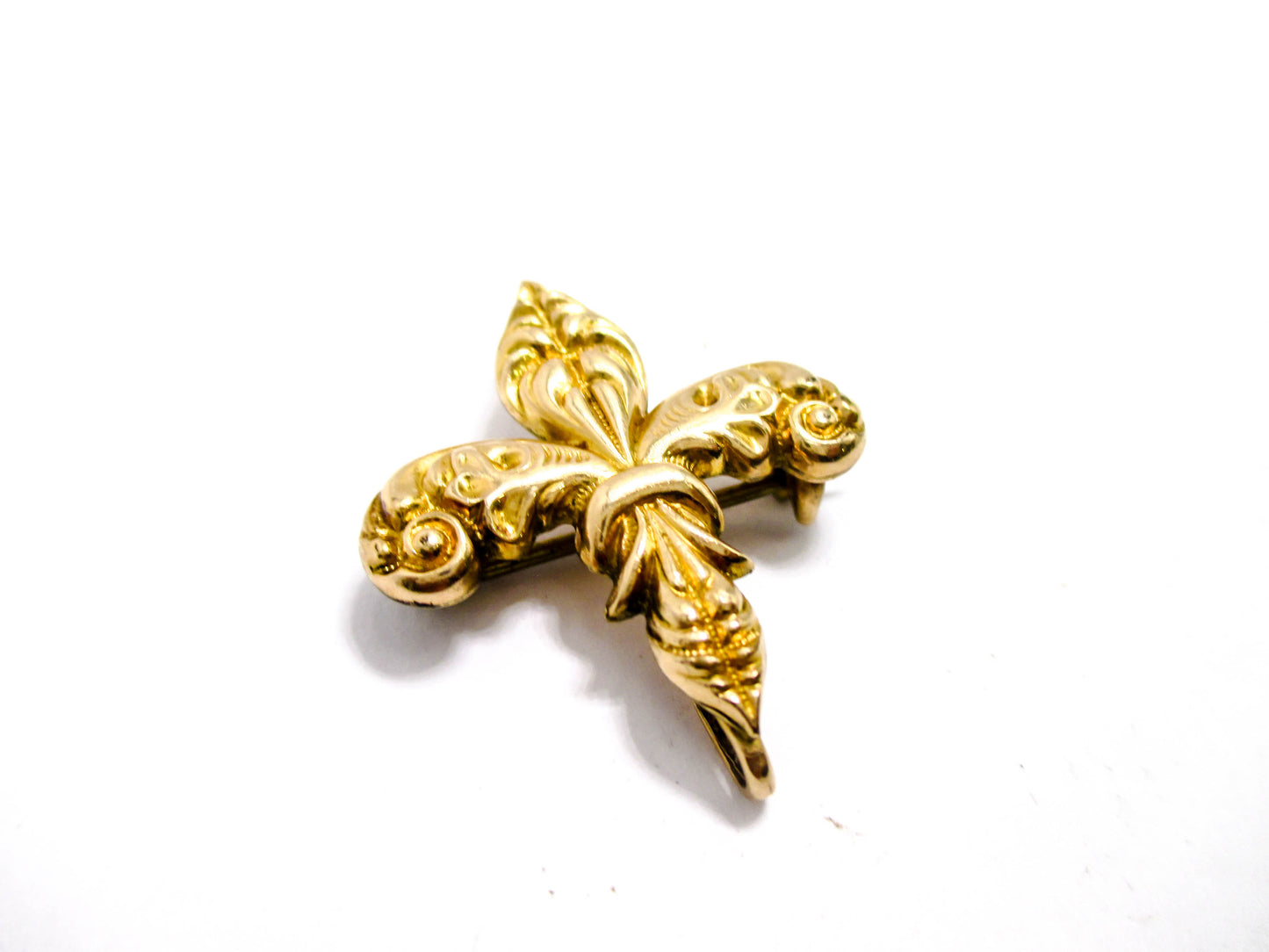 Fleur-de-lis Watch Pin - Beautiful Front, Damaged Back