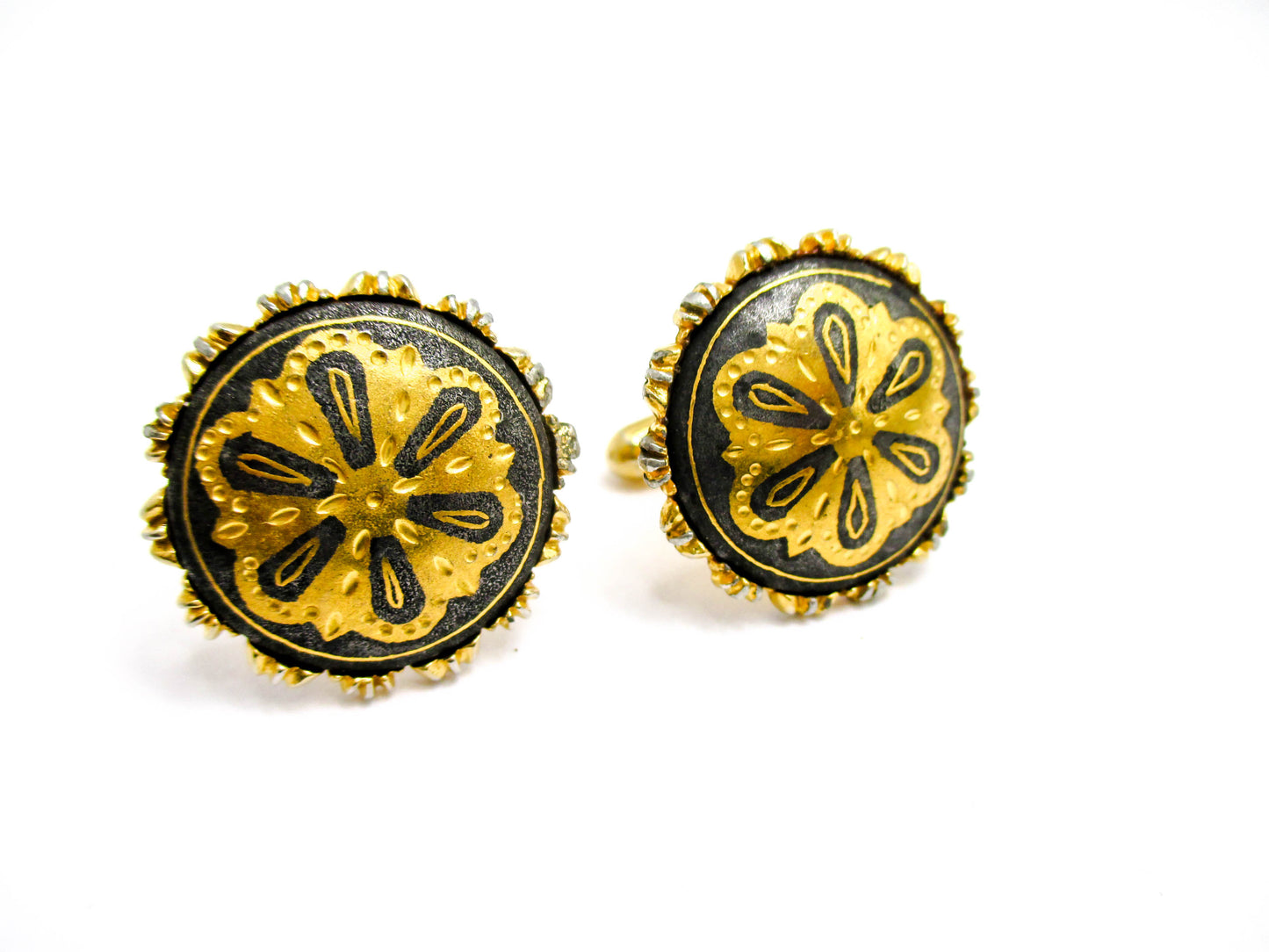 Vintage Gold and Black Damascene Cufflinks