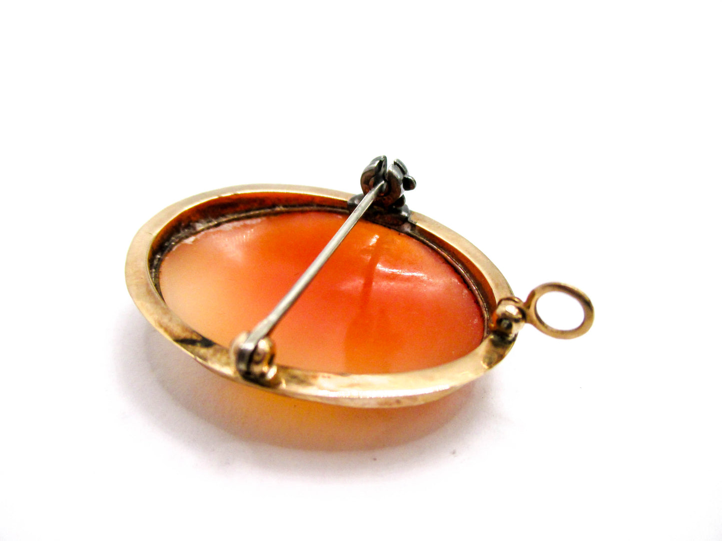 Beautiful Carved Shell Cameo Brooch Pendant Named Flora