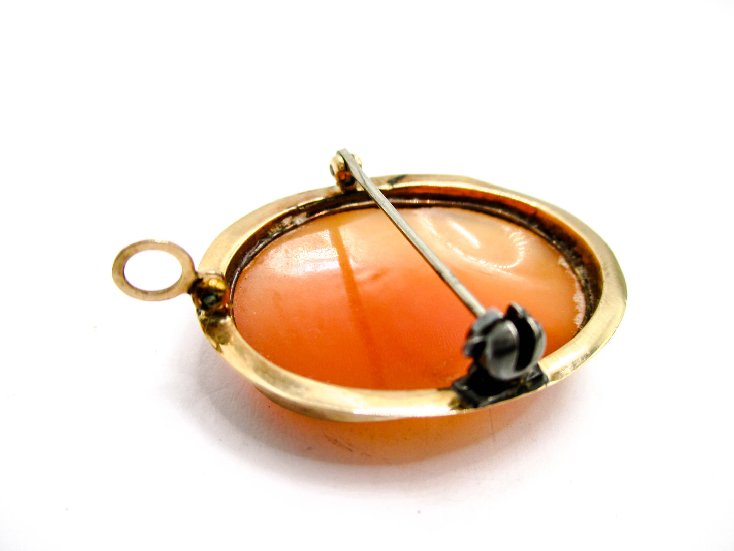 Beautiful Carved Shell Cameo Brooch Pendant Named Flora