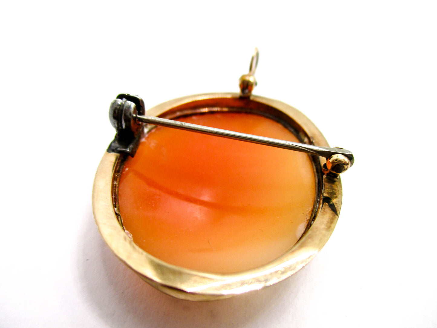 Beautiful Carved Shell Cameo Brooch Pendant Named Flora
