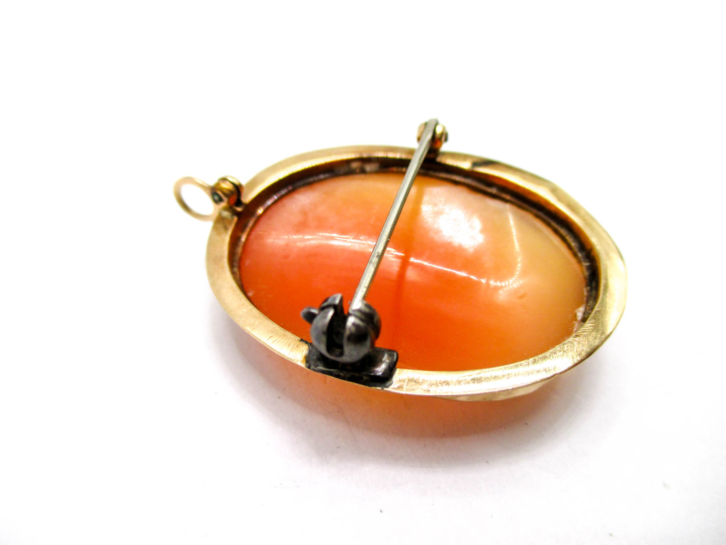 Beautiful Carved Shell Cameo Brooch Pendant Named Flora