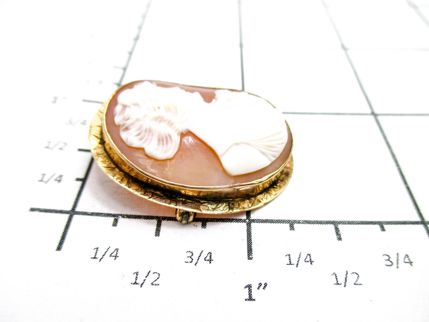 Beautiful Carved Shell Cameo Brooch Pendant Named Flora
