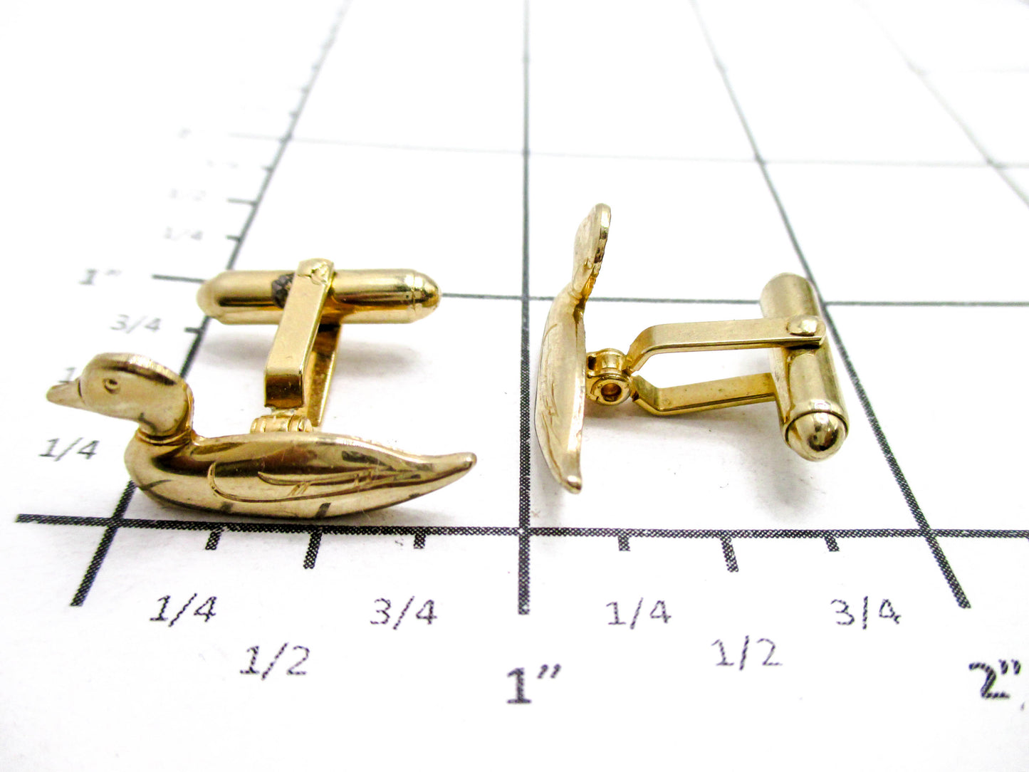 Vintage Swivel Duck Cufflinks - Mid 20th Century Jewelry for Hunters