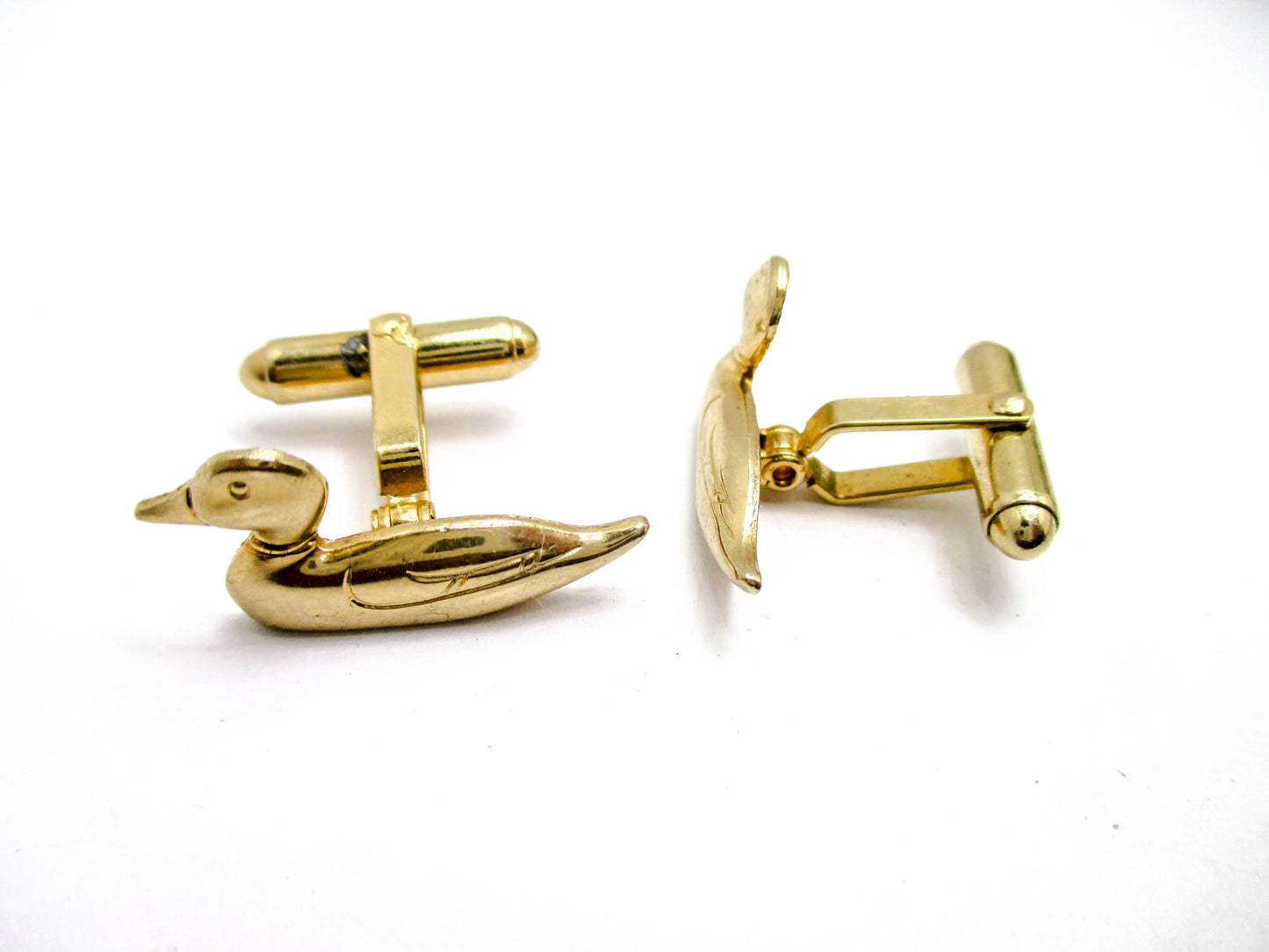 Vintage Swivel Duck Cufflinks - Mid 20th Century Jewelry for Hunters