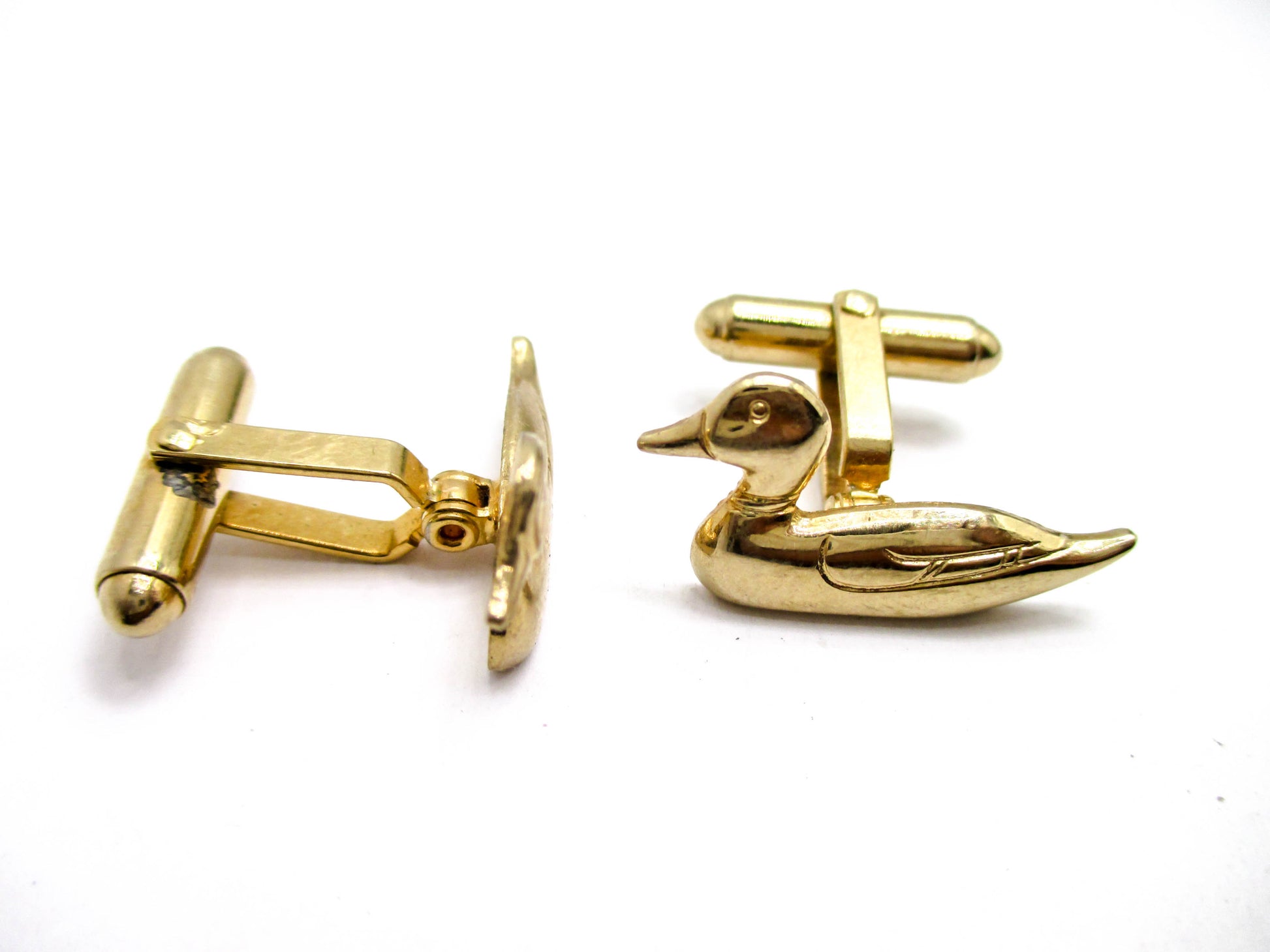 Vintage Swivel Duck Cufflinks - Mid 20th Century Jewelry for Hunters
