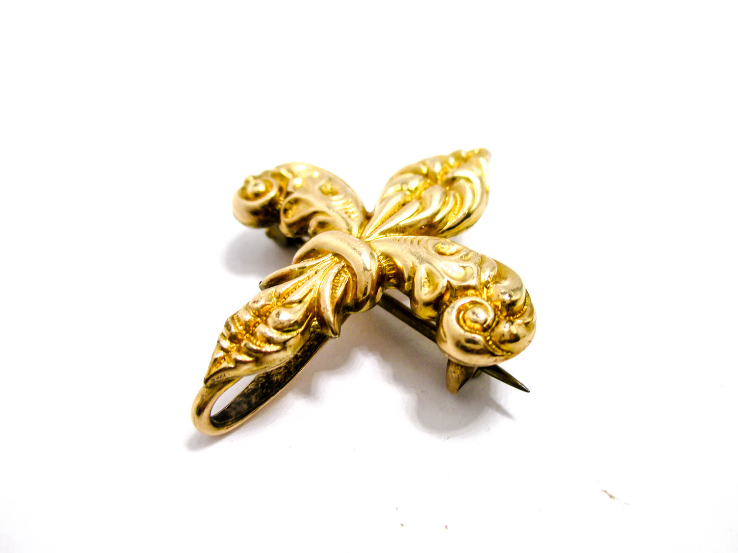 Fleur-de-lis Watch Pin - Beautiful Front, Damaged Back