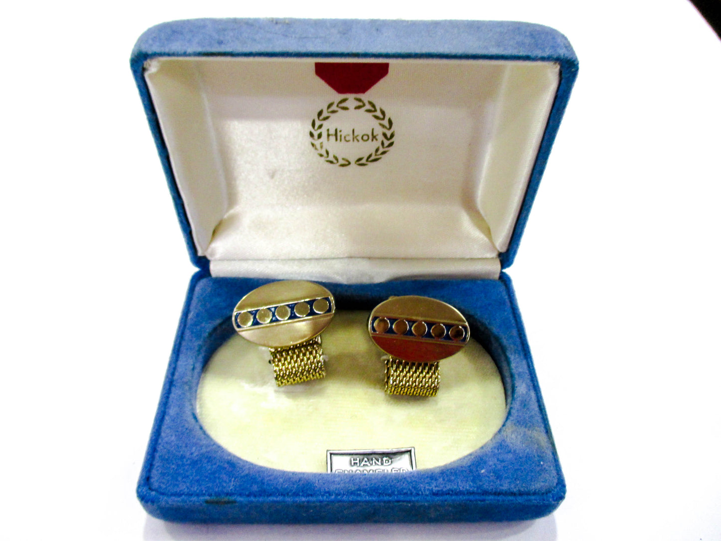 Vintage Blue Enamel Wraparound Cufflinks by Hickok