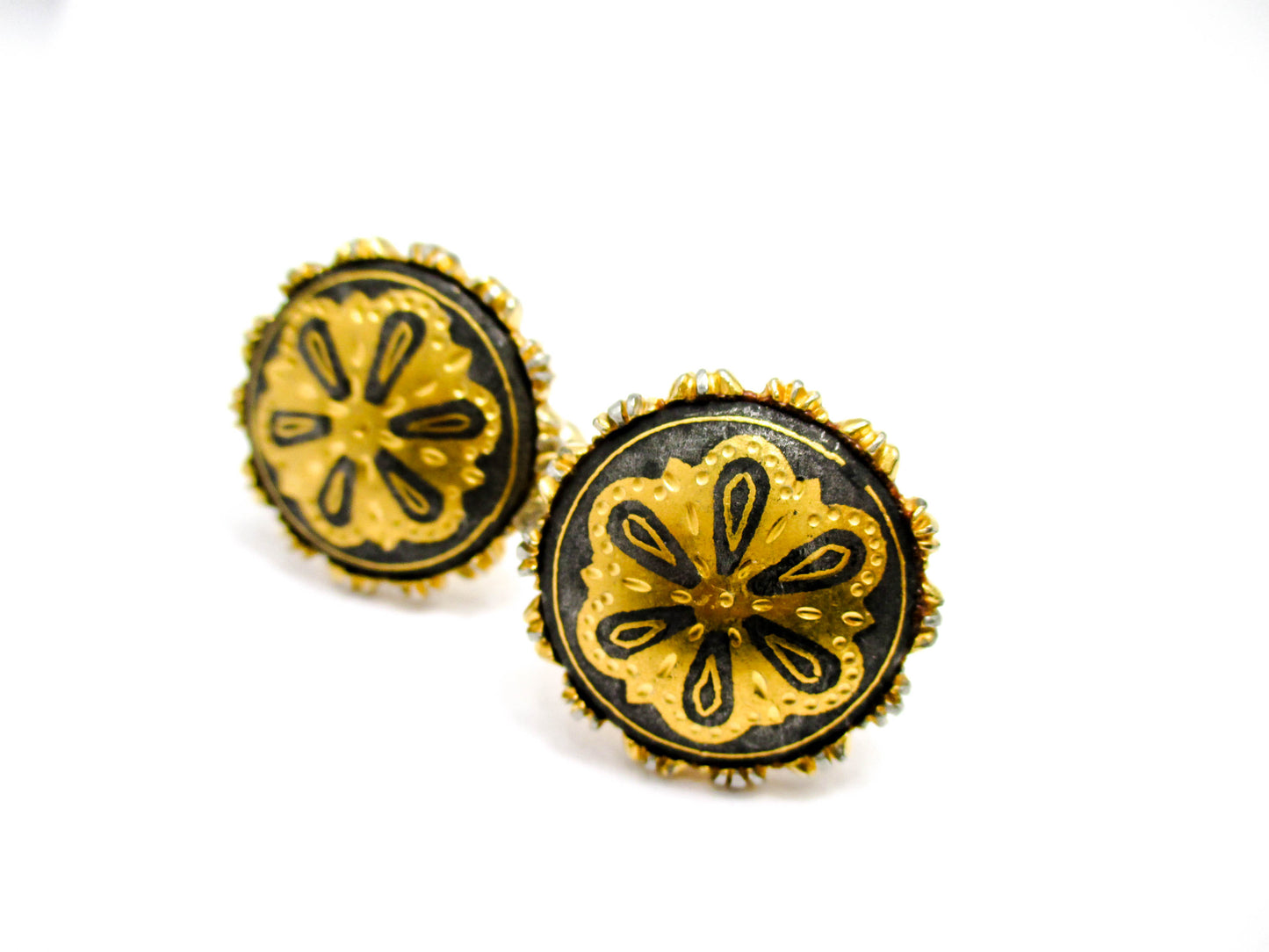 Vintage Gold and Black Damascene Cufflinks