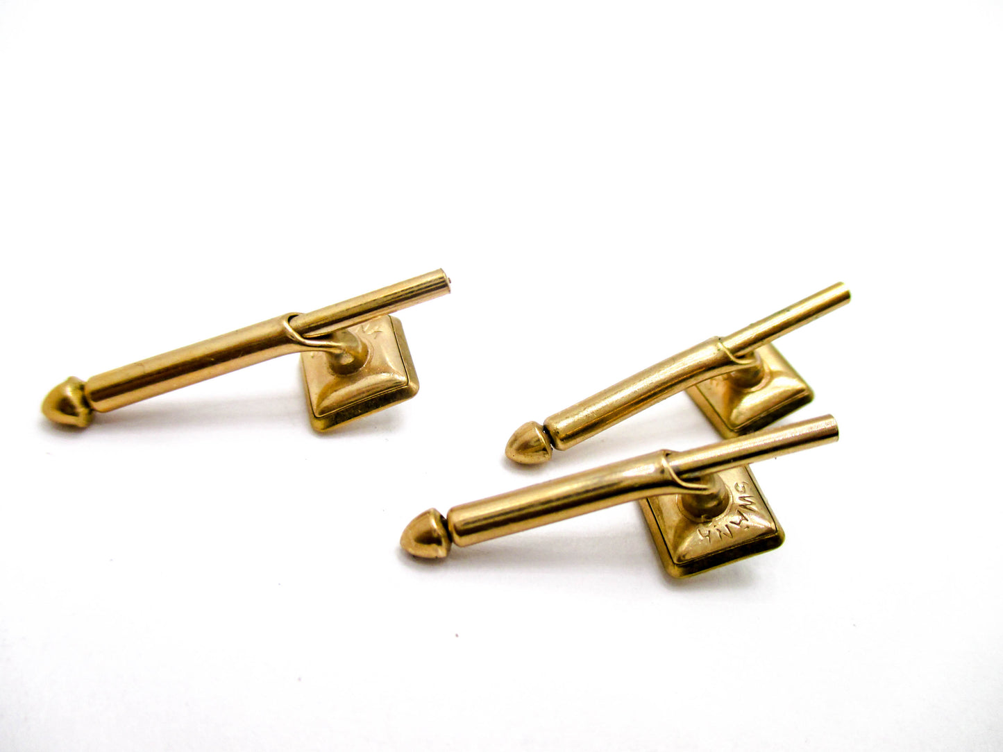 Mother of Pearl Shell Shirt Studs - Set of 3 in Gold Tone