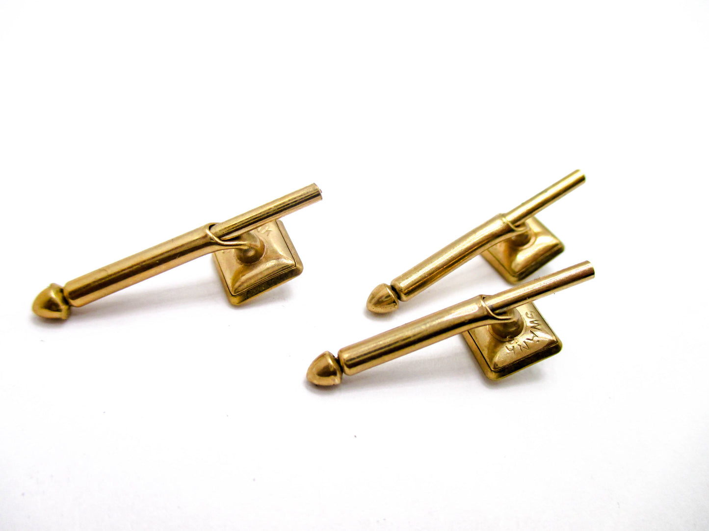 Mother of Pearl Shell Shirt Studs - Set of 3 in Gold Tone