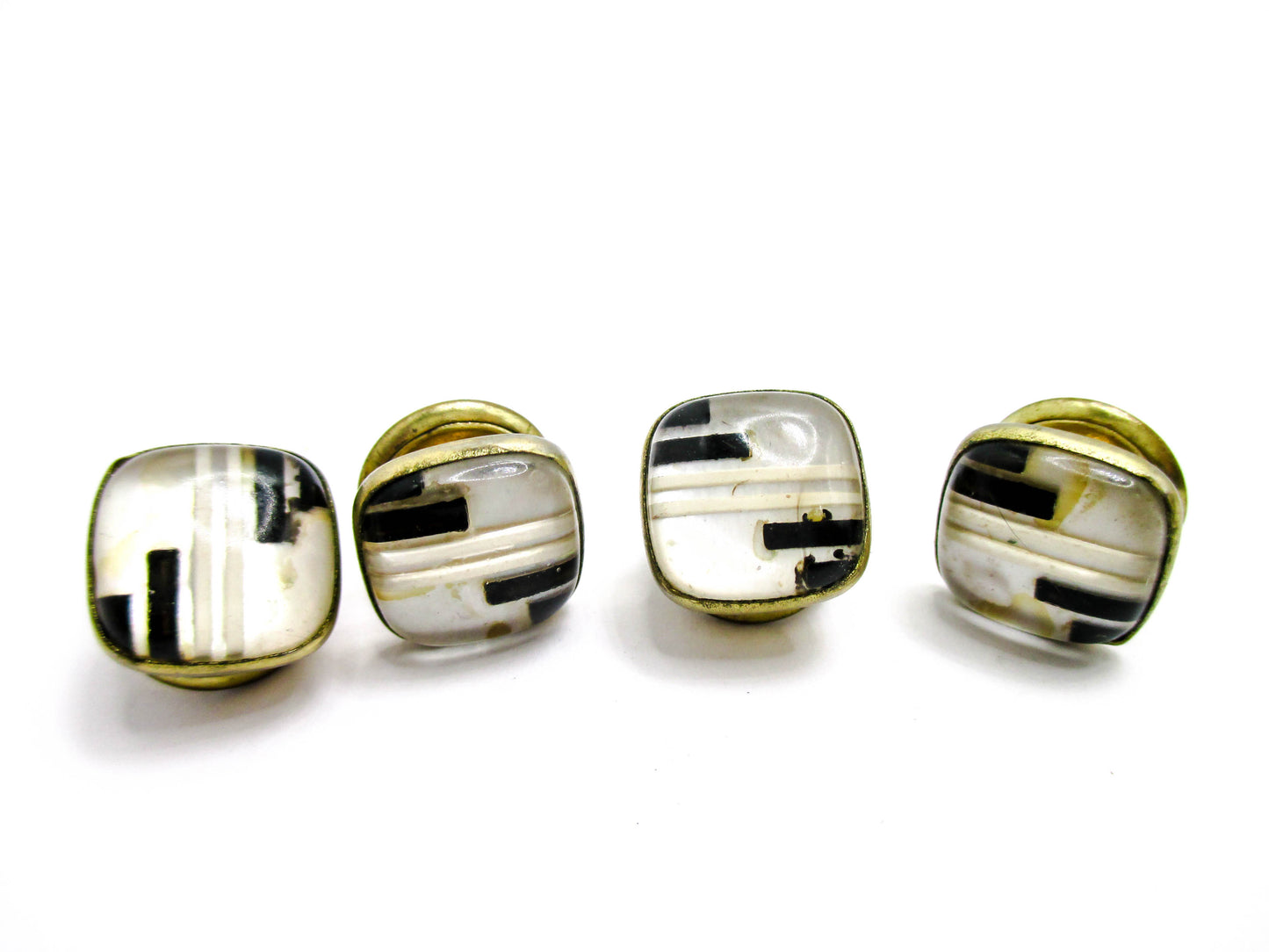 Gorgeous Mosaic 1920s Snap Cufflinks - B&W - Kum-A-Part