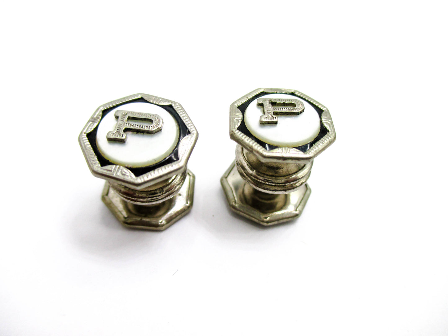 1920s Snap Cufflinks - Letter "P" Centers