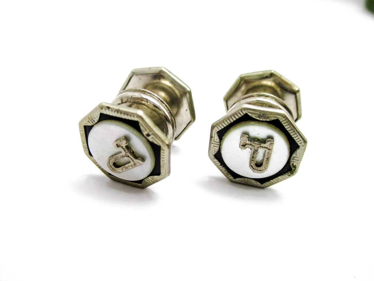 1920s Snap Cufflinks - Letter "P" Centers