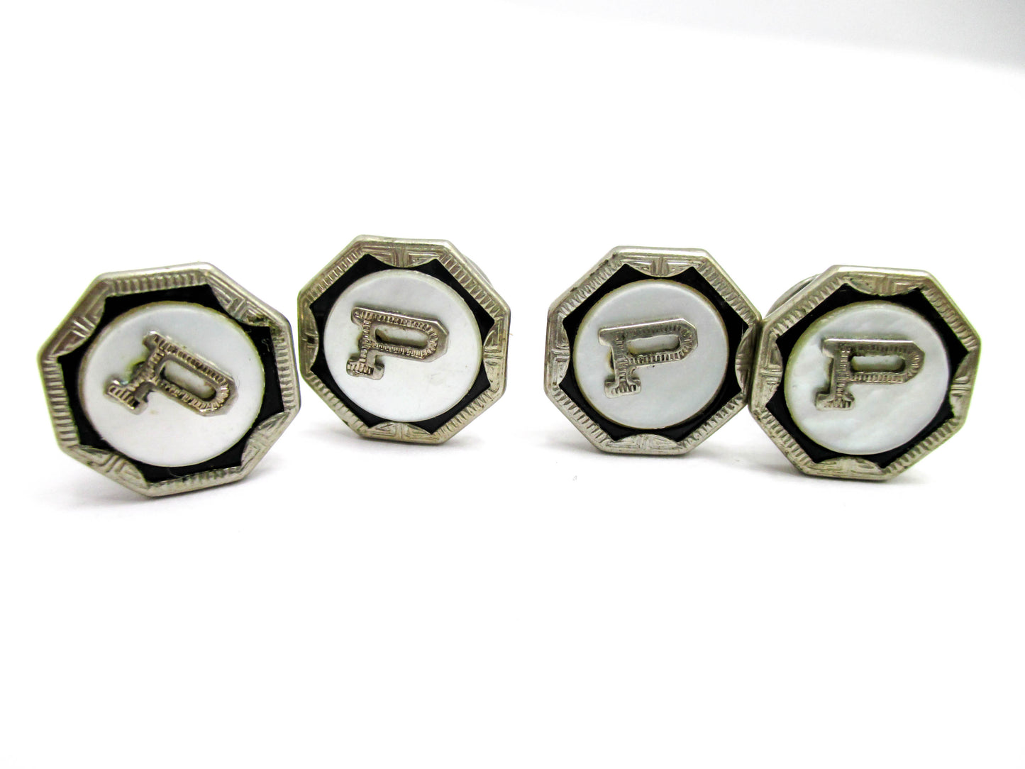 1920s Snap Cufflinks - Letter "P" Centers