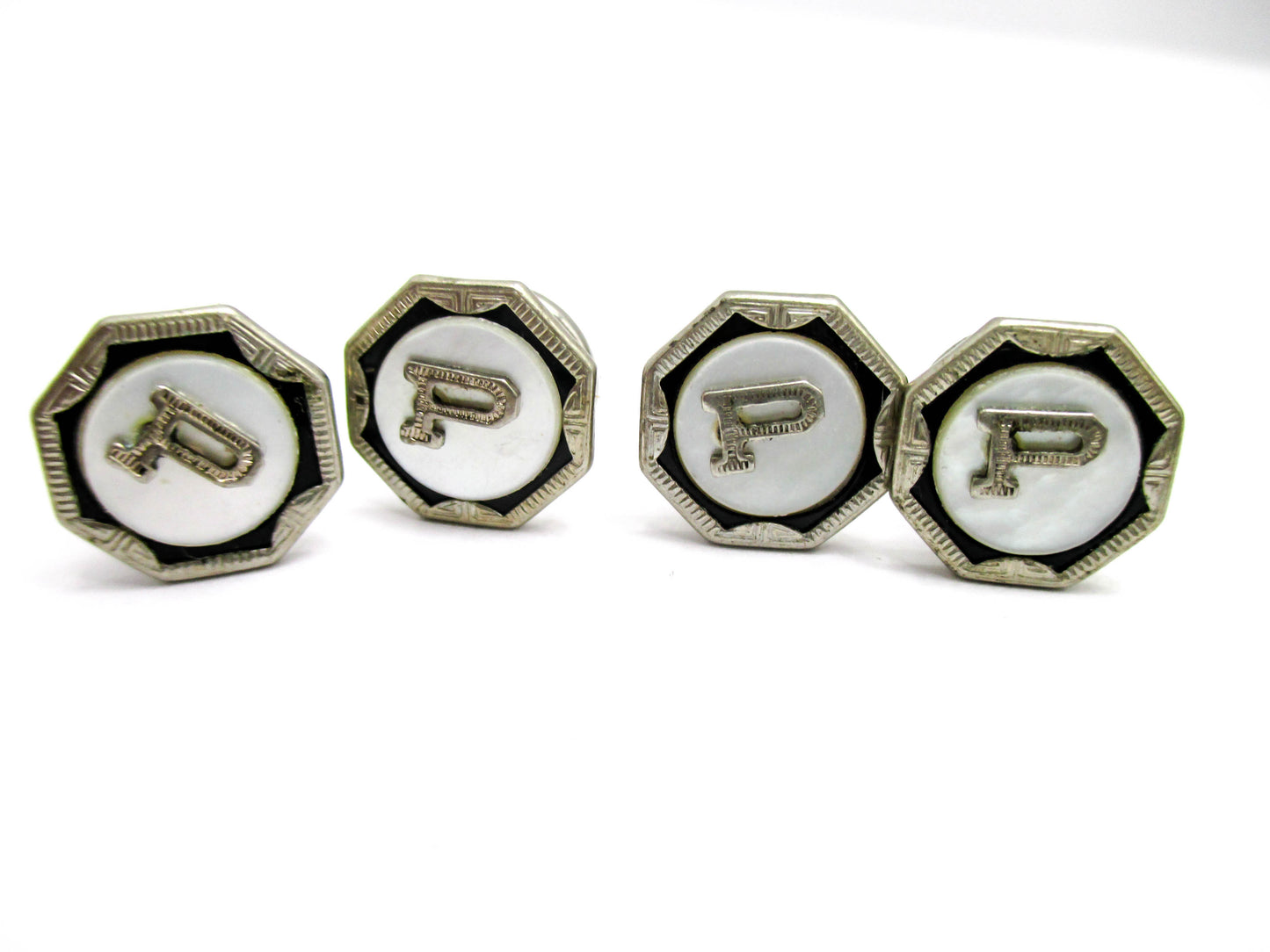 1920s Snap Cufflinks - Letter "P" Centers