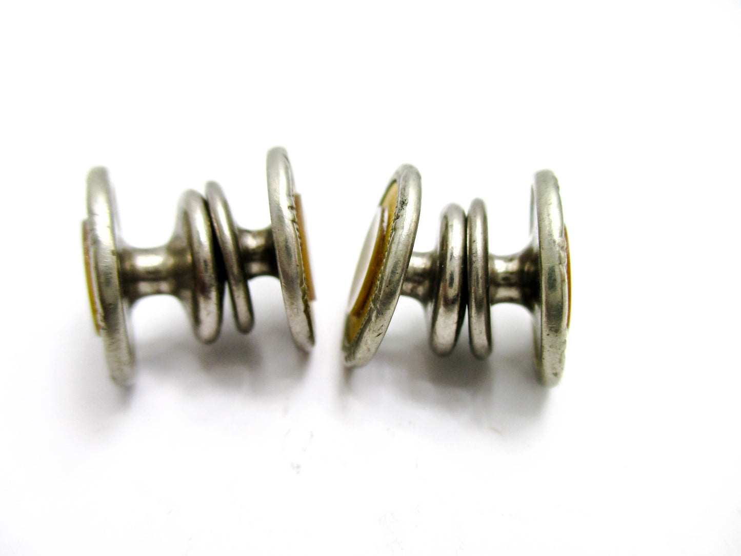 1920s Gold and Silver Tone Snap Cufflinks - Abalone Centers
