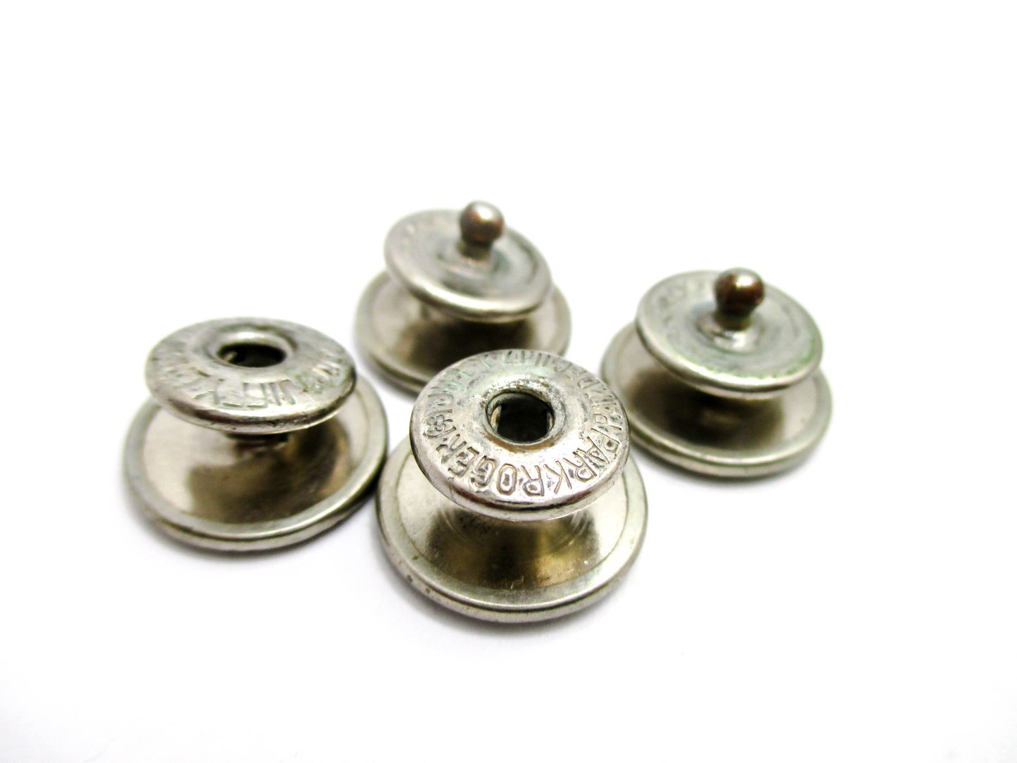 1920s Gold and Silver Tone Snap Cufflinks - Abalone Centers